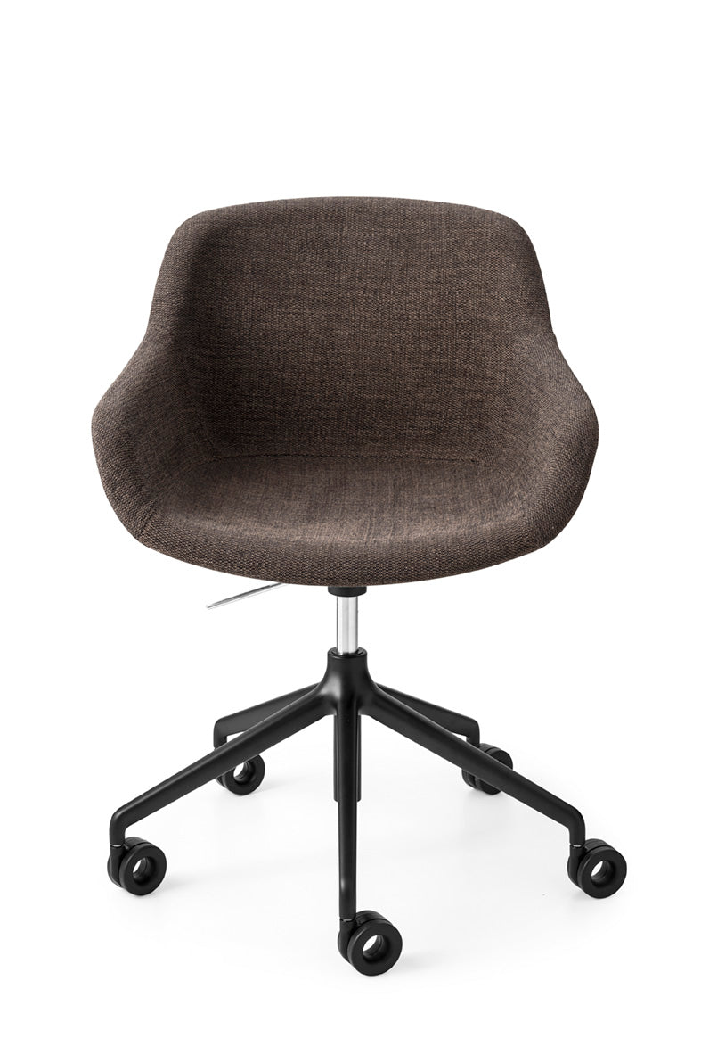 Upholstered IGLOO office chair with a black base