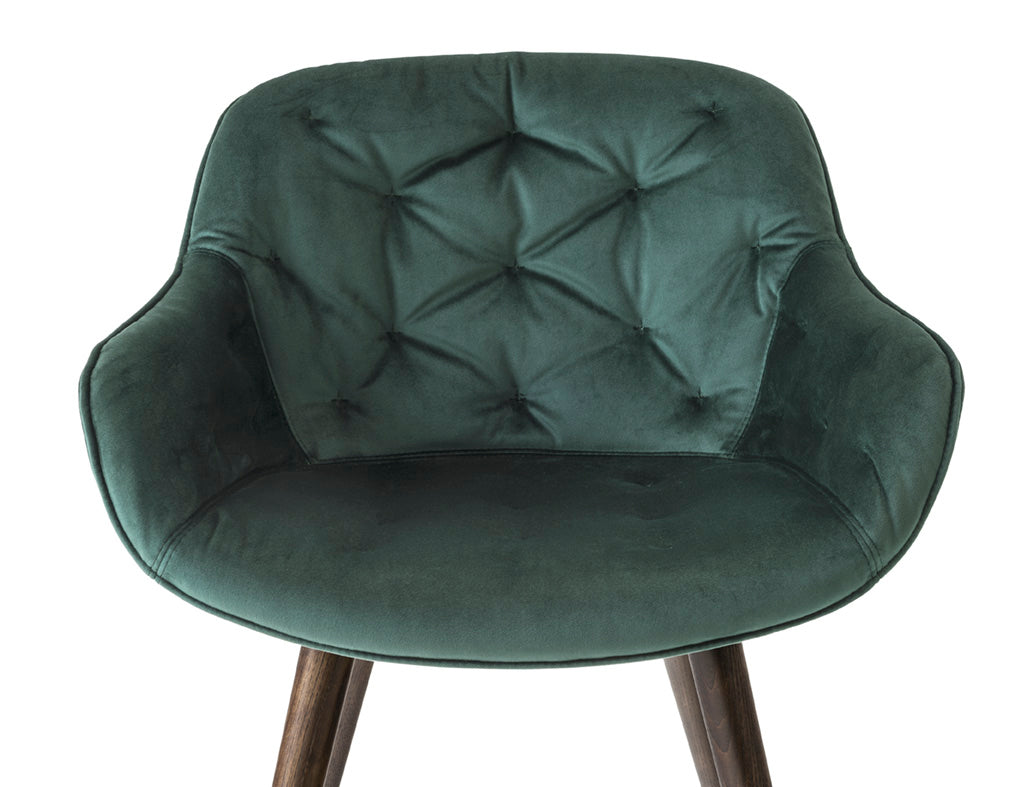 IGLOO Armchair with Upholstered Seat and Dark Wooden Base