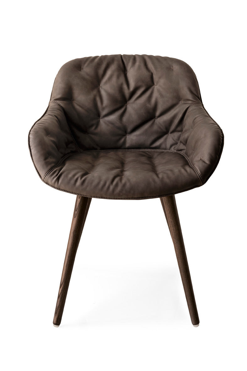 IGLOO Armchair with Upholstered Seat and Dark Wooden Base