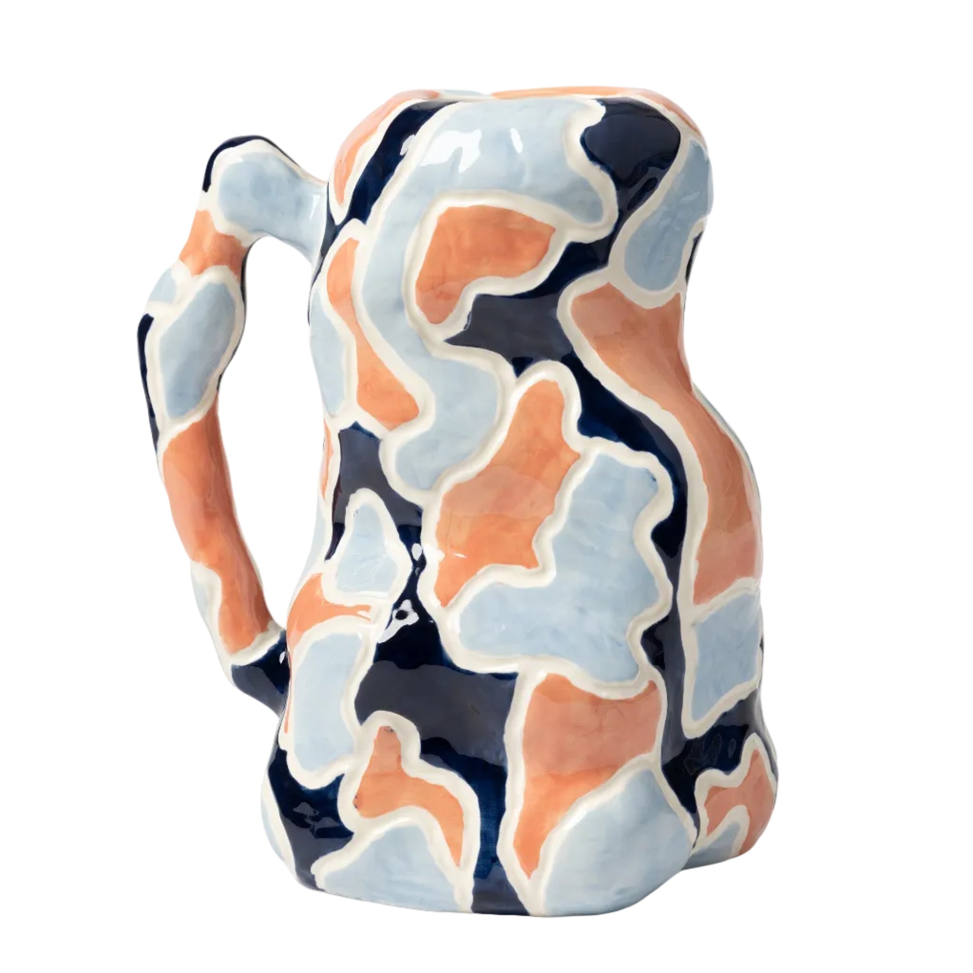 Váza JUG-A-VASE oranžová s modrou a bielou