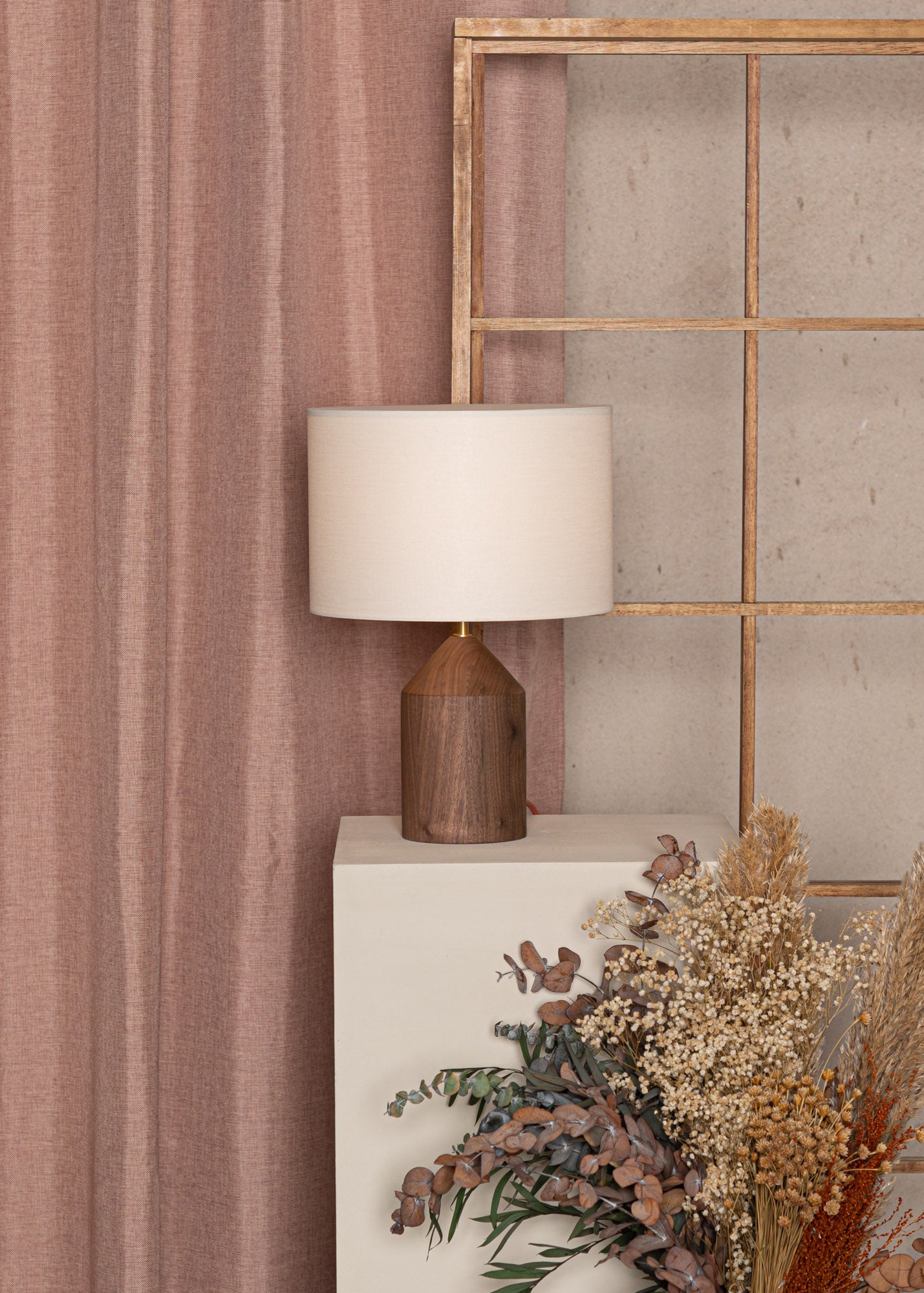 JOSEF walnut wood table lamp