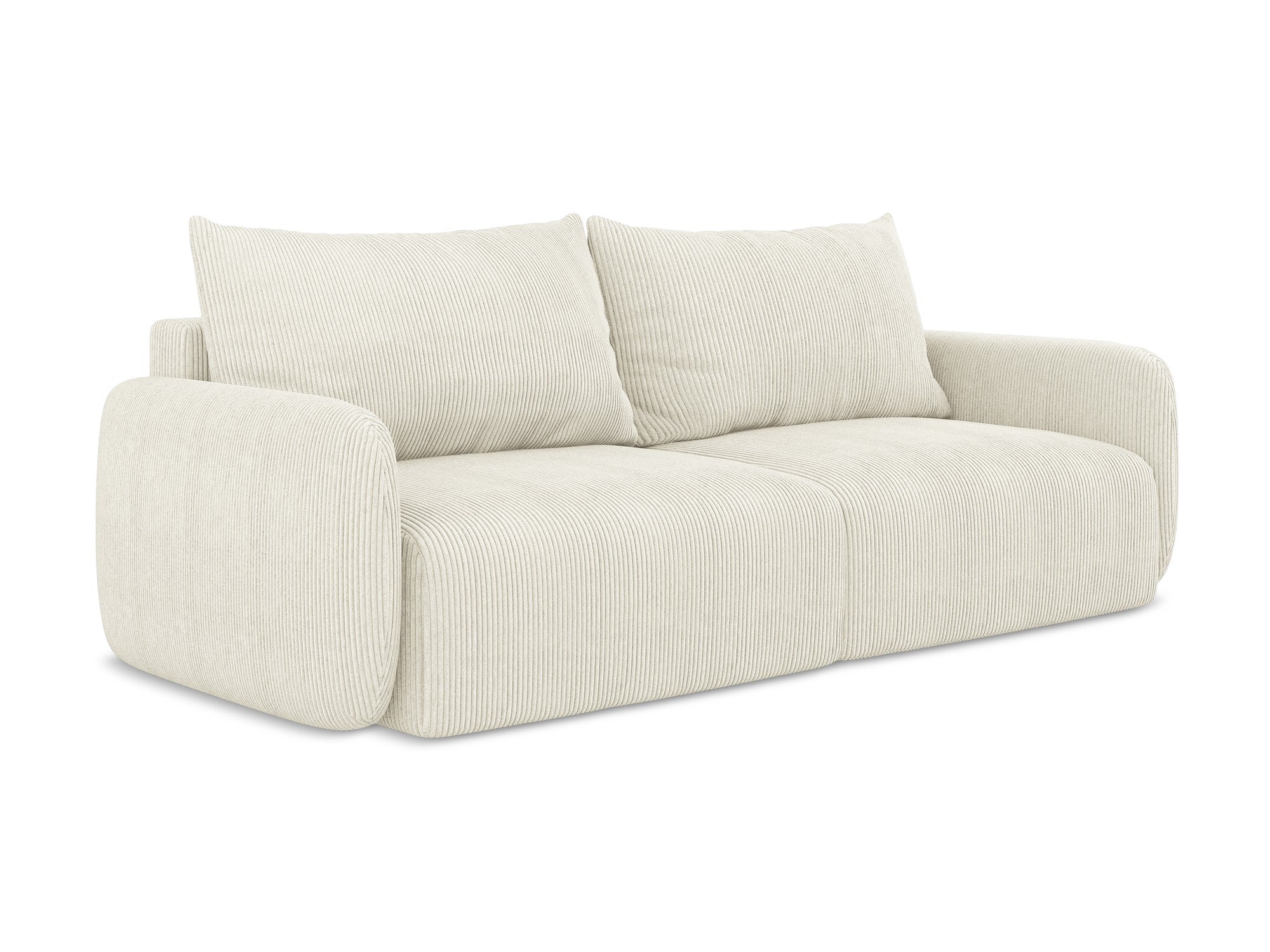 3-Seater Sofa with Sleeping Function KALENA Light Beige Corduroy