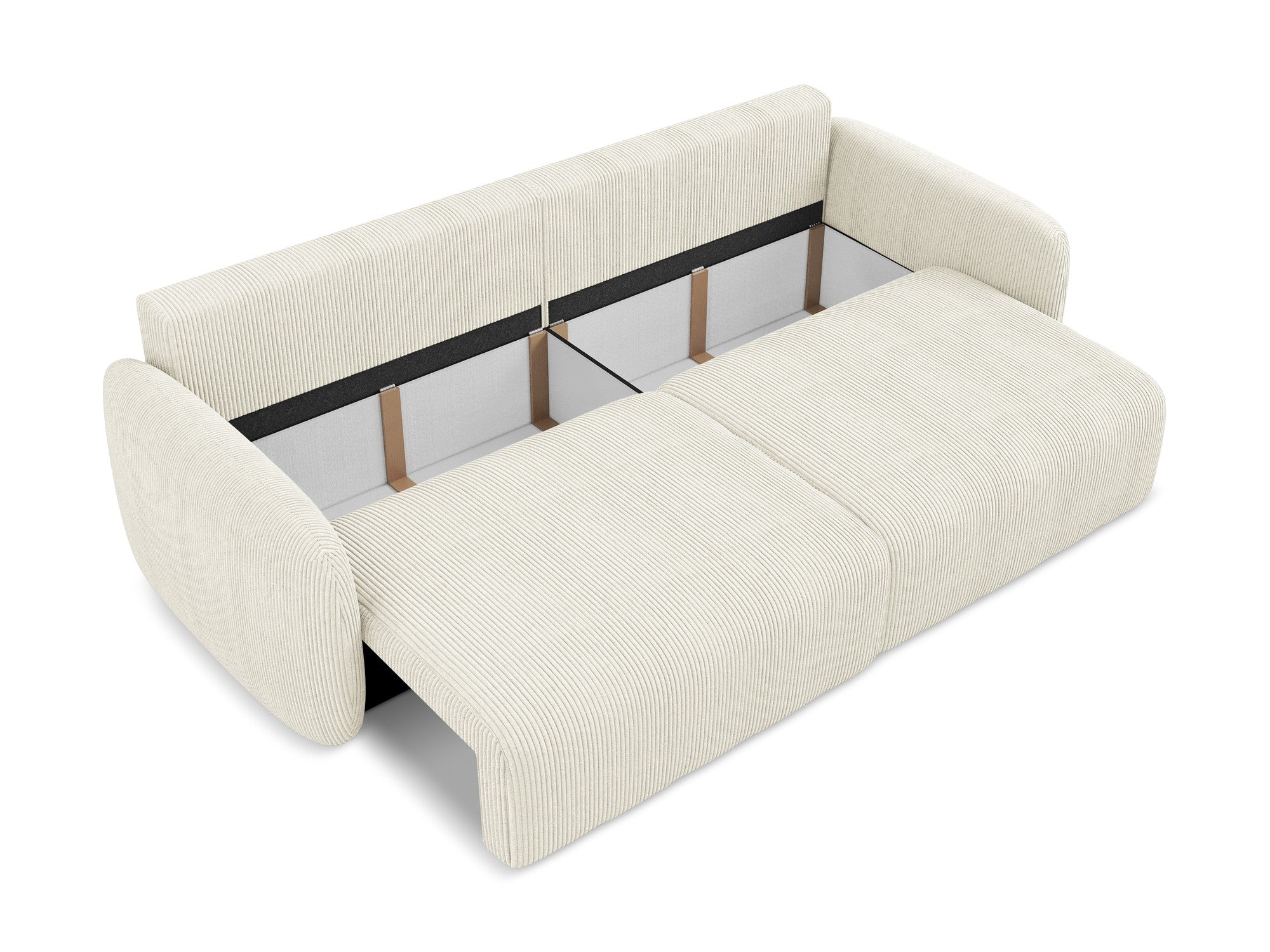 3-Seater Sofa with Sleeping Function KALENA Light Beige Corduroy