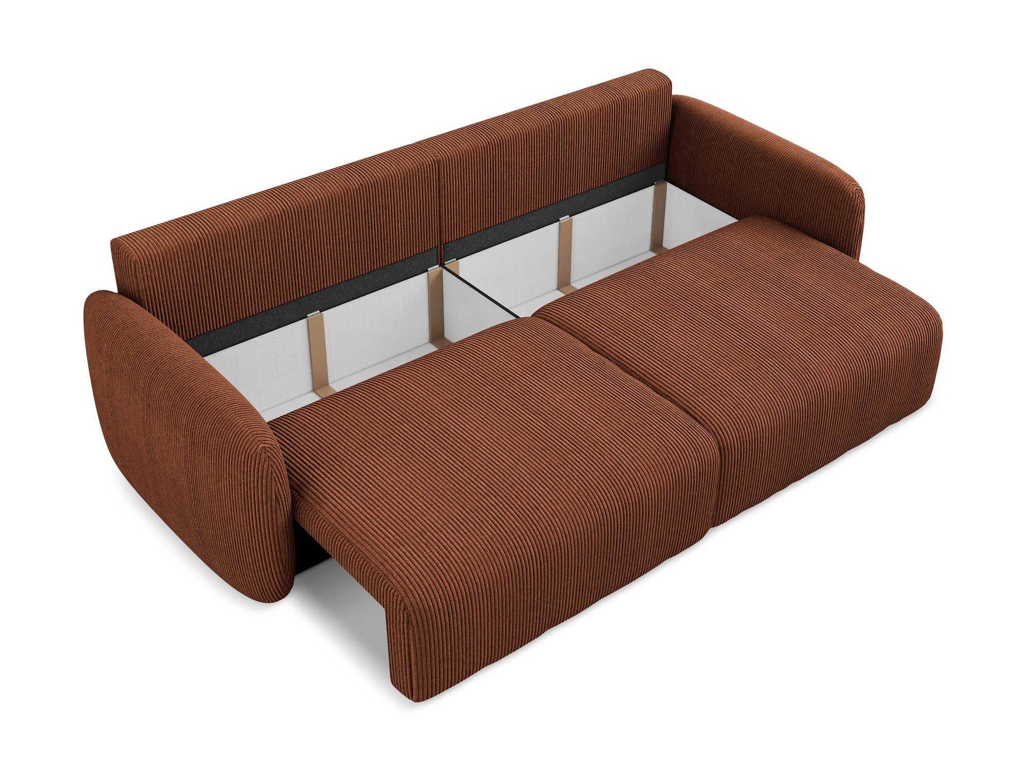 3-Seater Sofa with Sleeping Function KALENA Terracotta Corduroy