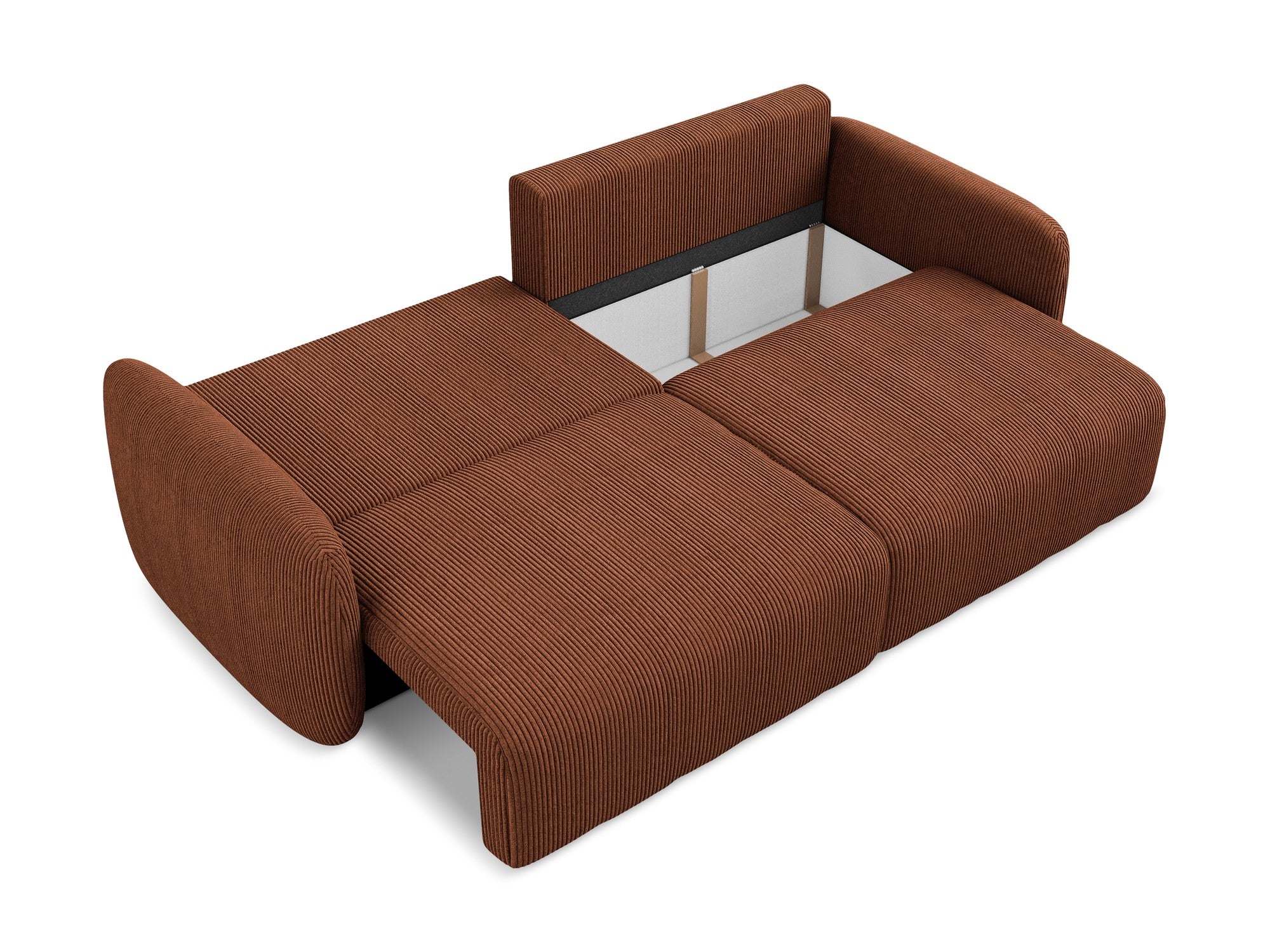 3-Seater Sofa with Sleeping Function KALENA Terracotta Corduroy