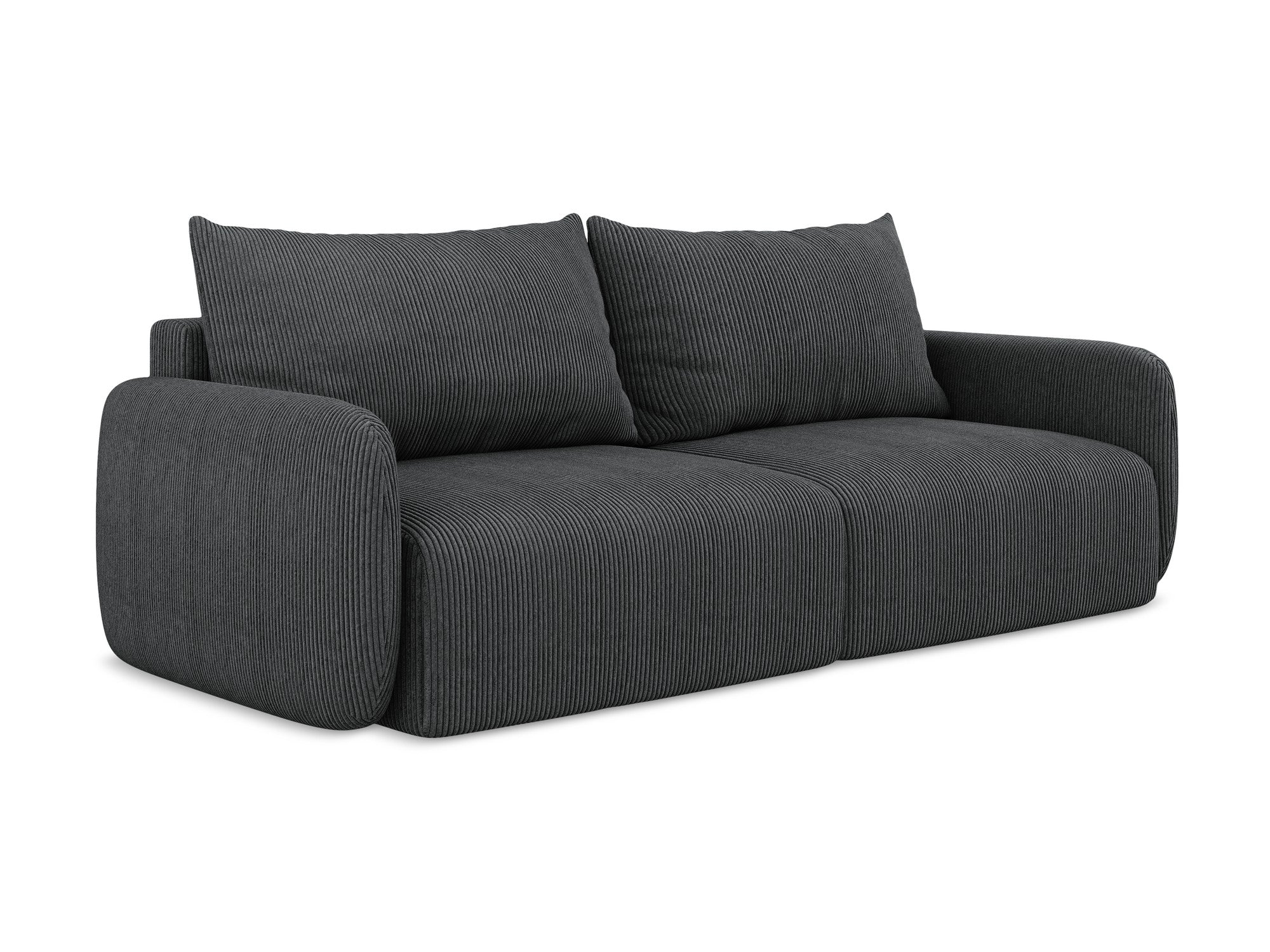 3-Seater Sofa with Sleeping Function KALENA Dark Gray Corduroy