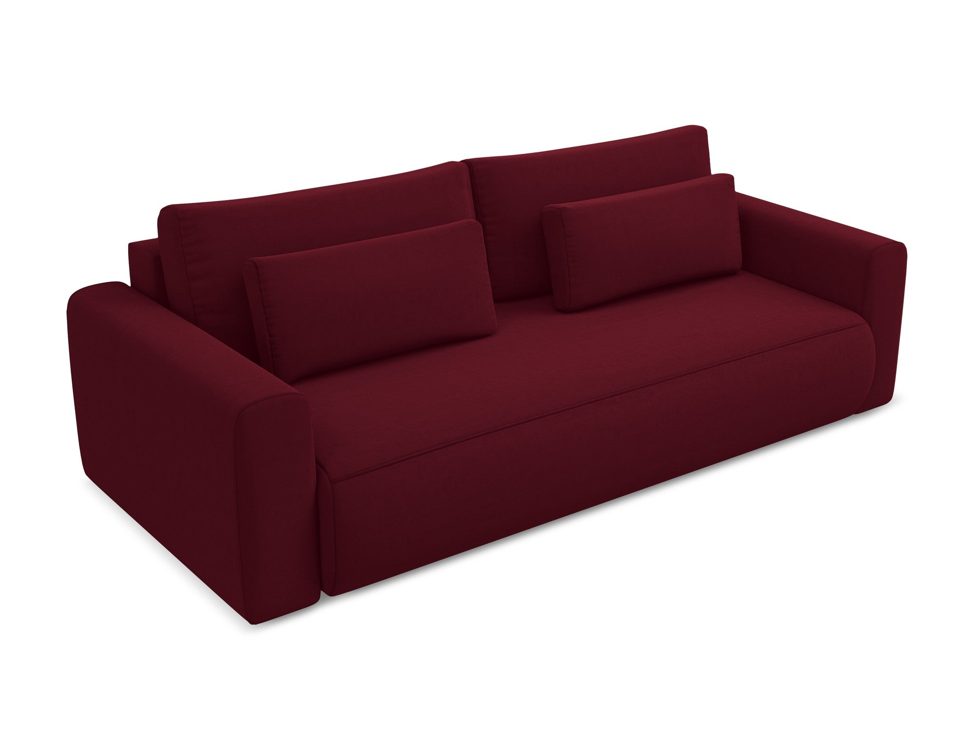 Burgundy 3-Seater Velvet Sofa with Sleeping Function KAPUA