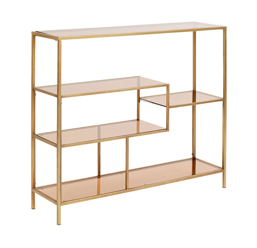 Console with shelves loft golden