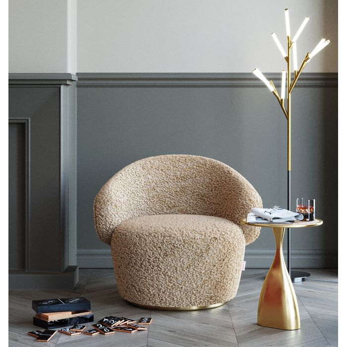Carella rotary armchair beige lamb