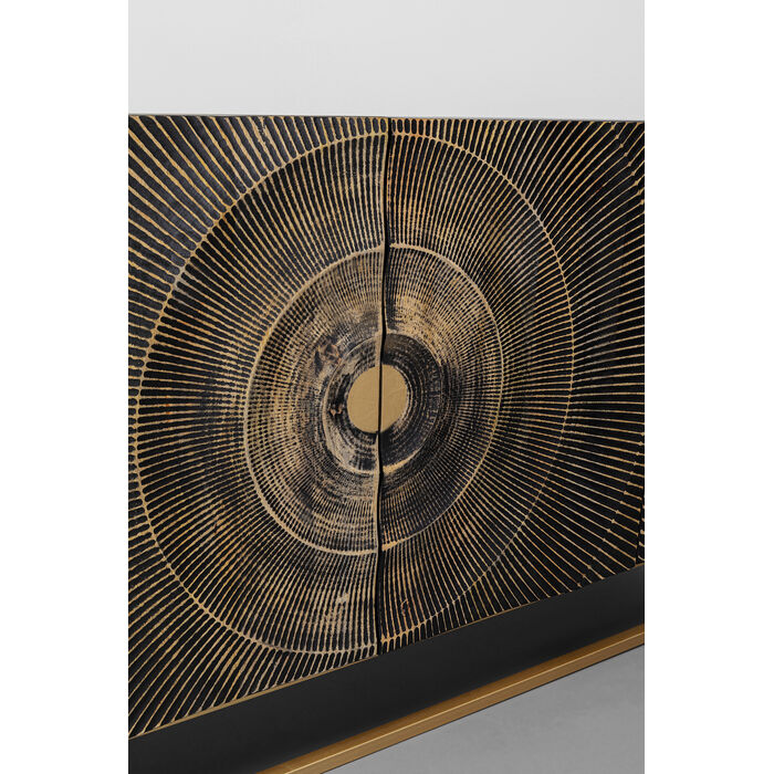 Komoda 4-dverová MADEIRA z tmavohnedého dreva so zlatým podstavcom