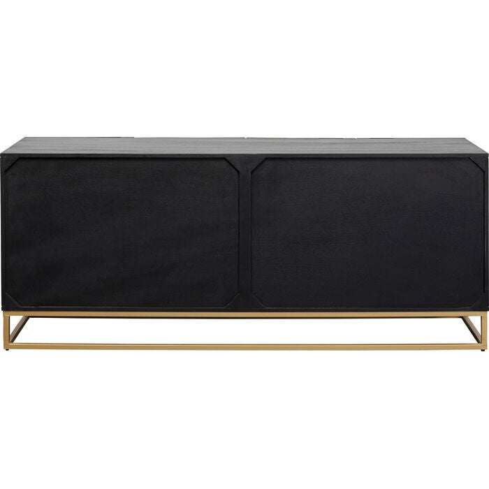 Komoda 4-dverová MADEIRA z tmavohnedého dreva so zlatým podstavcom