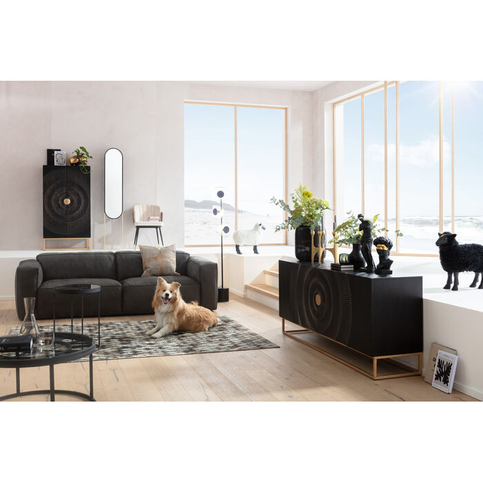 Komoda 4-dverová MADEIRA z tmavohnedého dreva so zlatým podstavcom