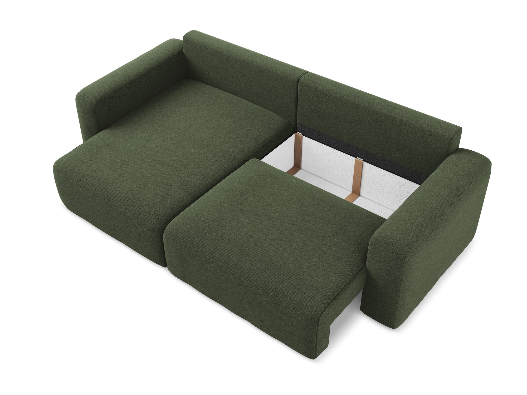 Left-sided corner sofa bed KONA in olive green