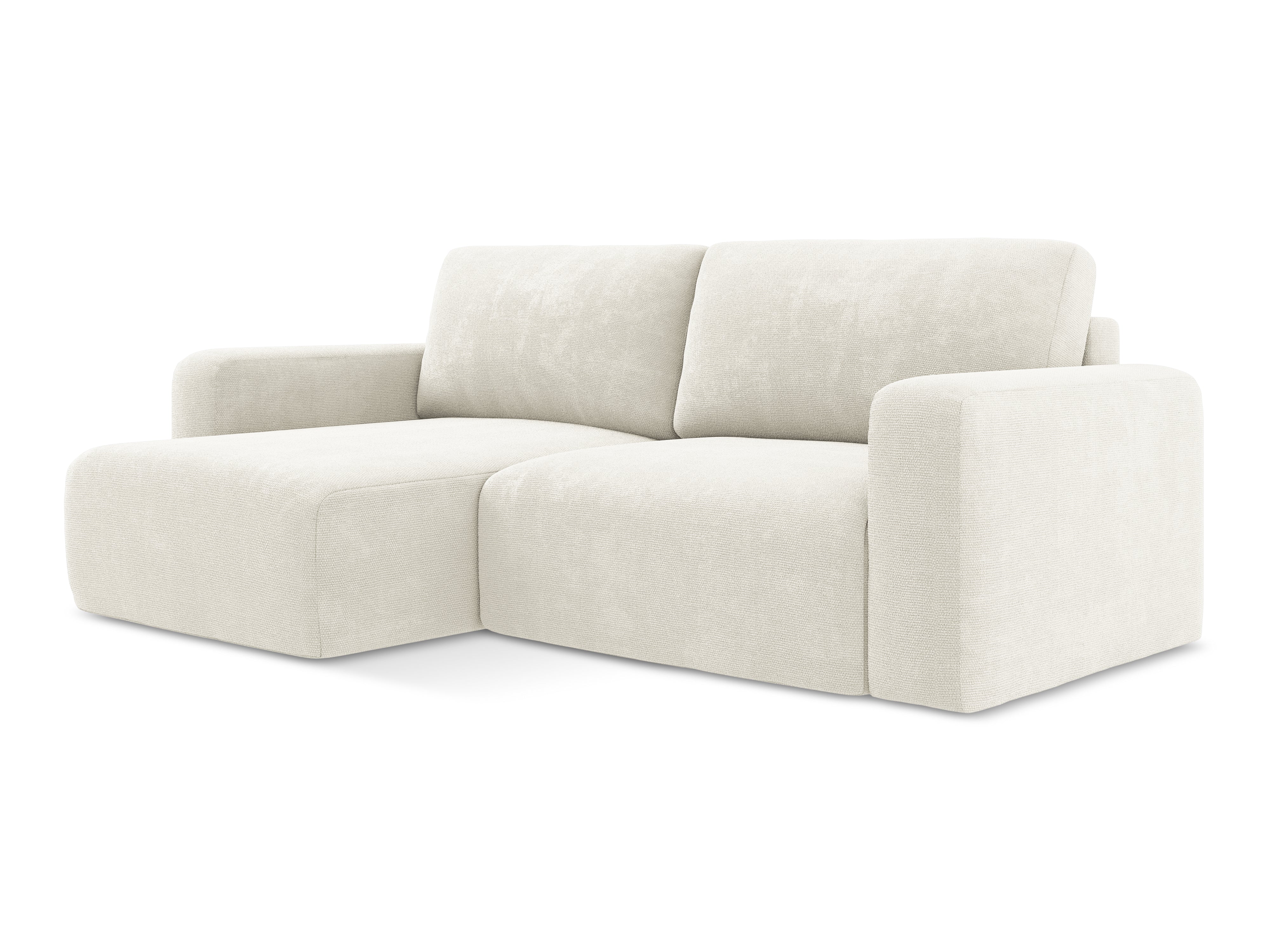 Left-sided corner sofa bed KONA white chenille