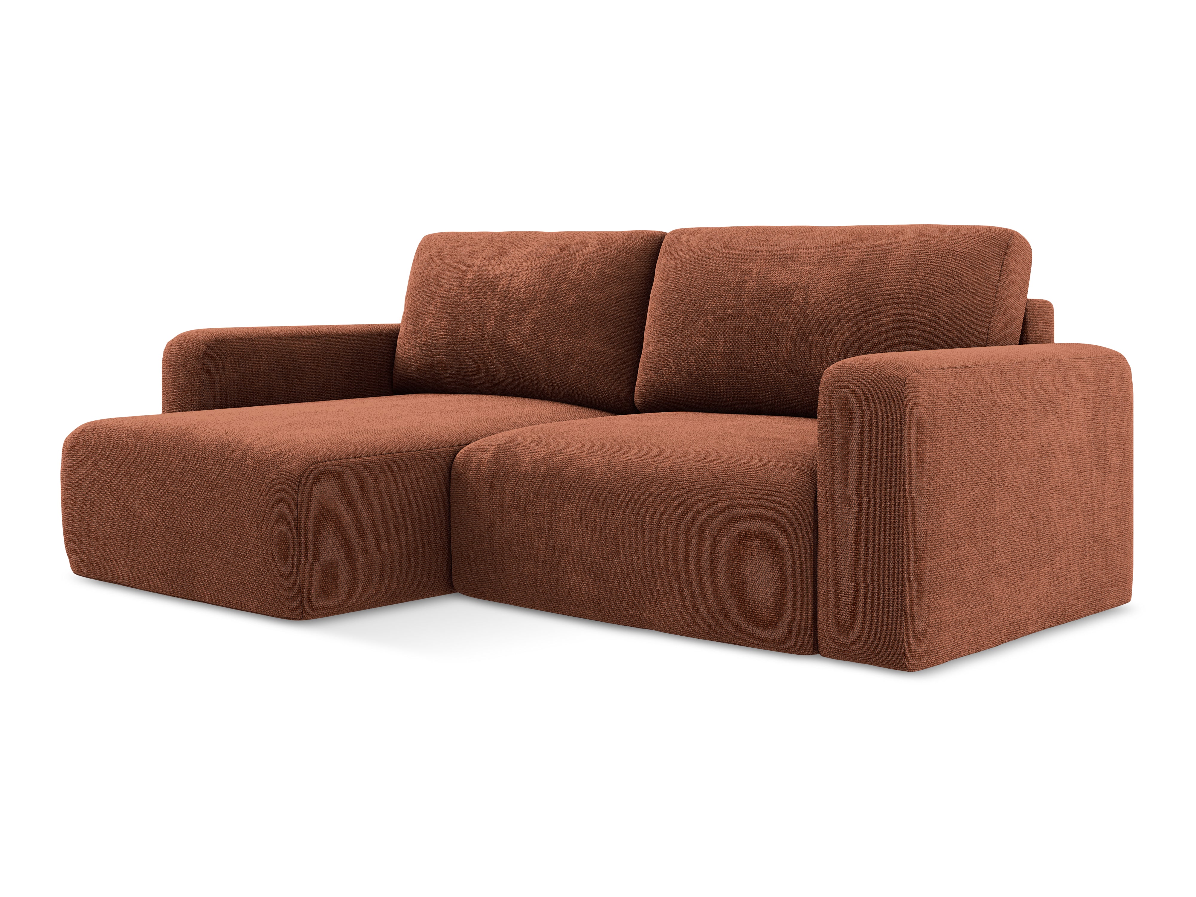 Left-sided corner sofa bed KONA terracotta chenille