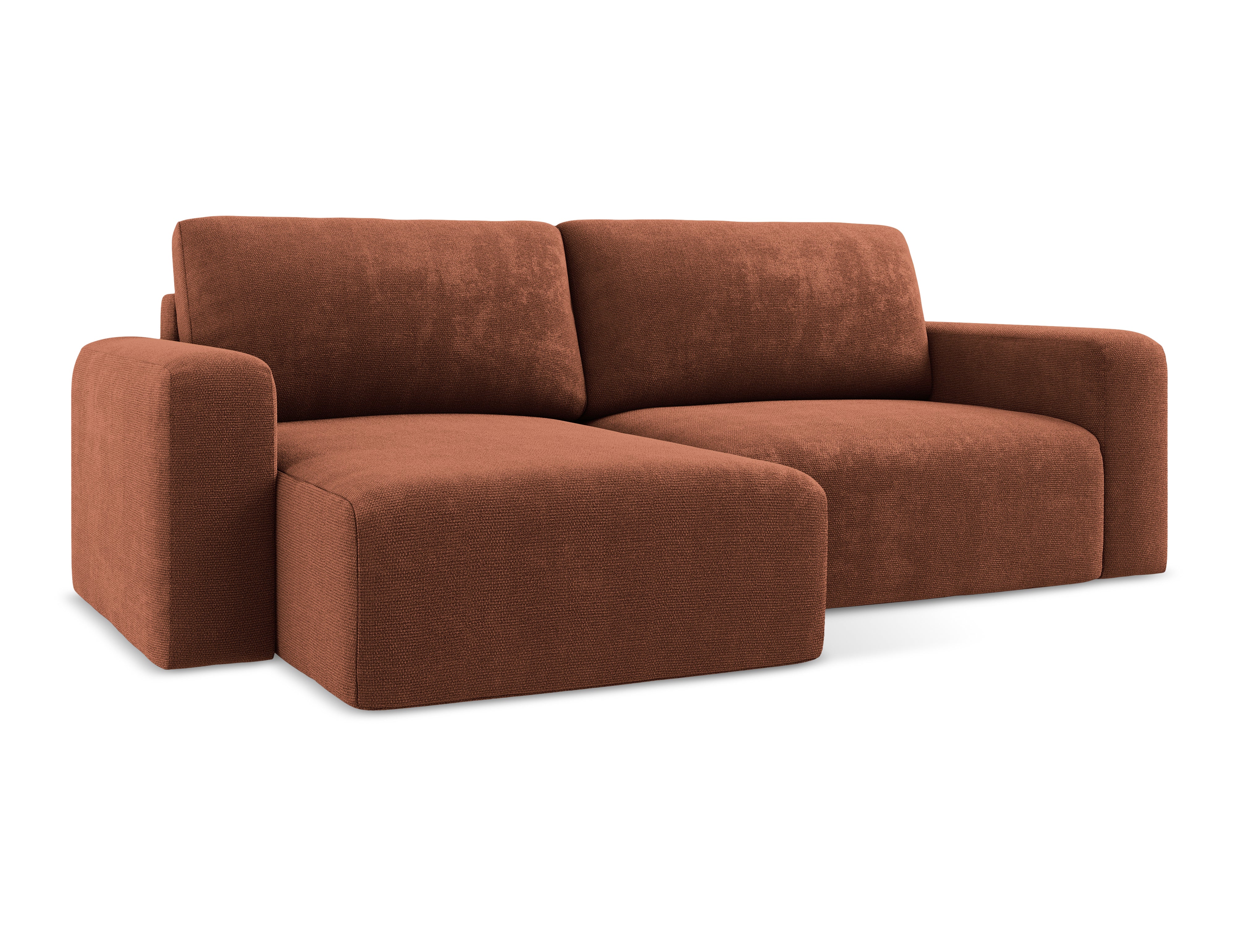 Left-sided corner sofa bed KONA terracotta chenille