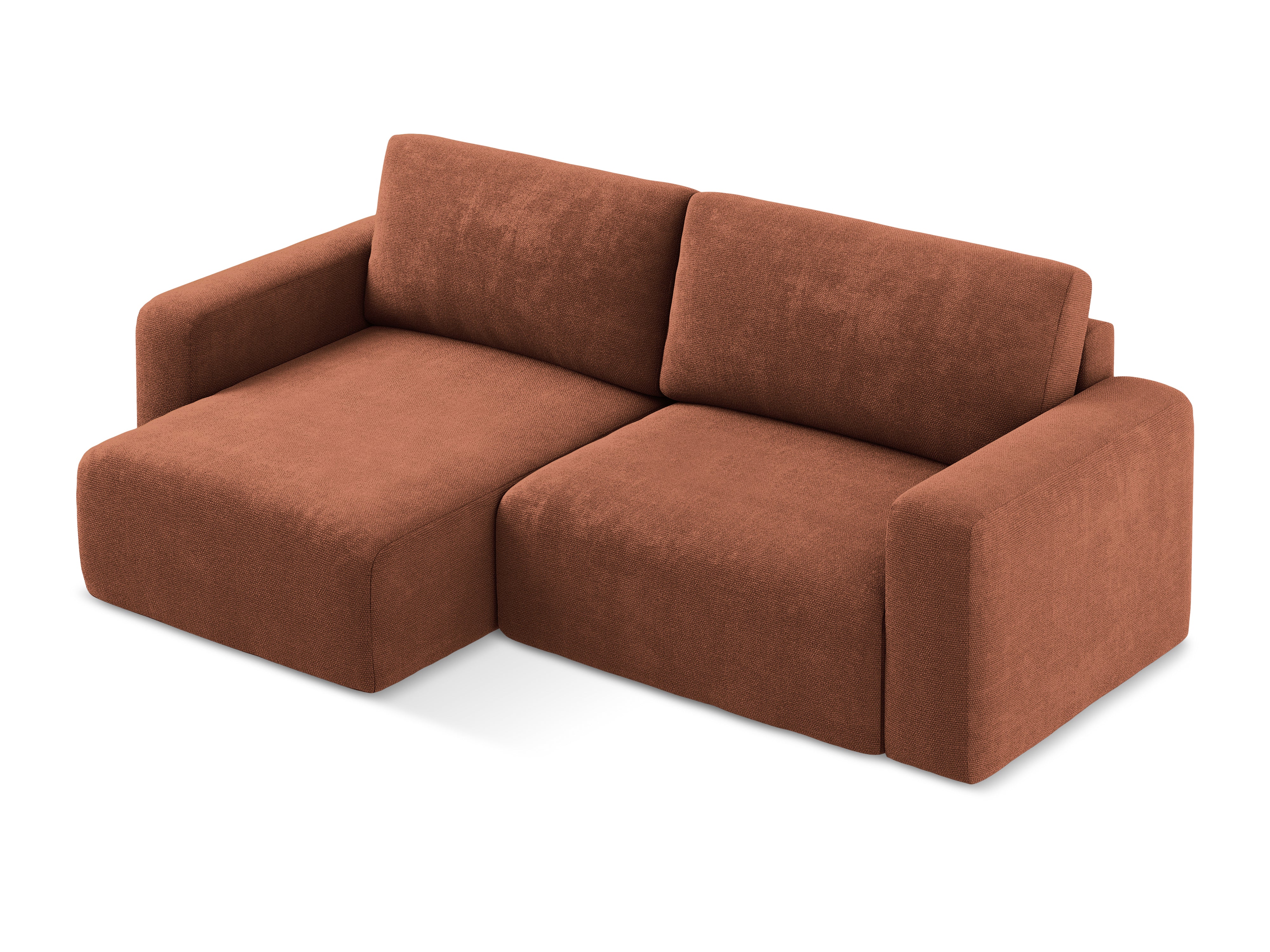 Left-sided corner sofa bed KONA terracotta chenille