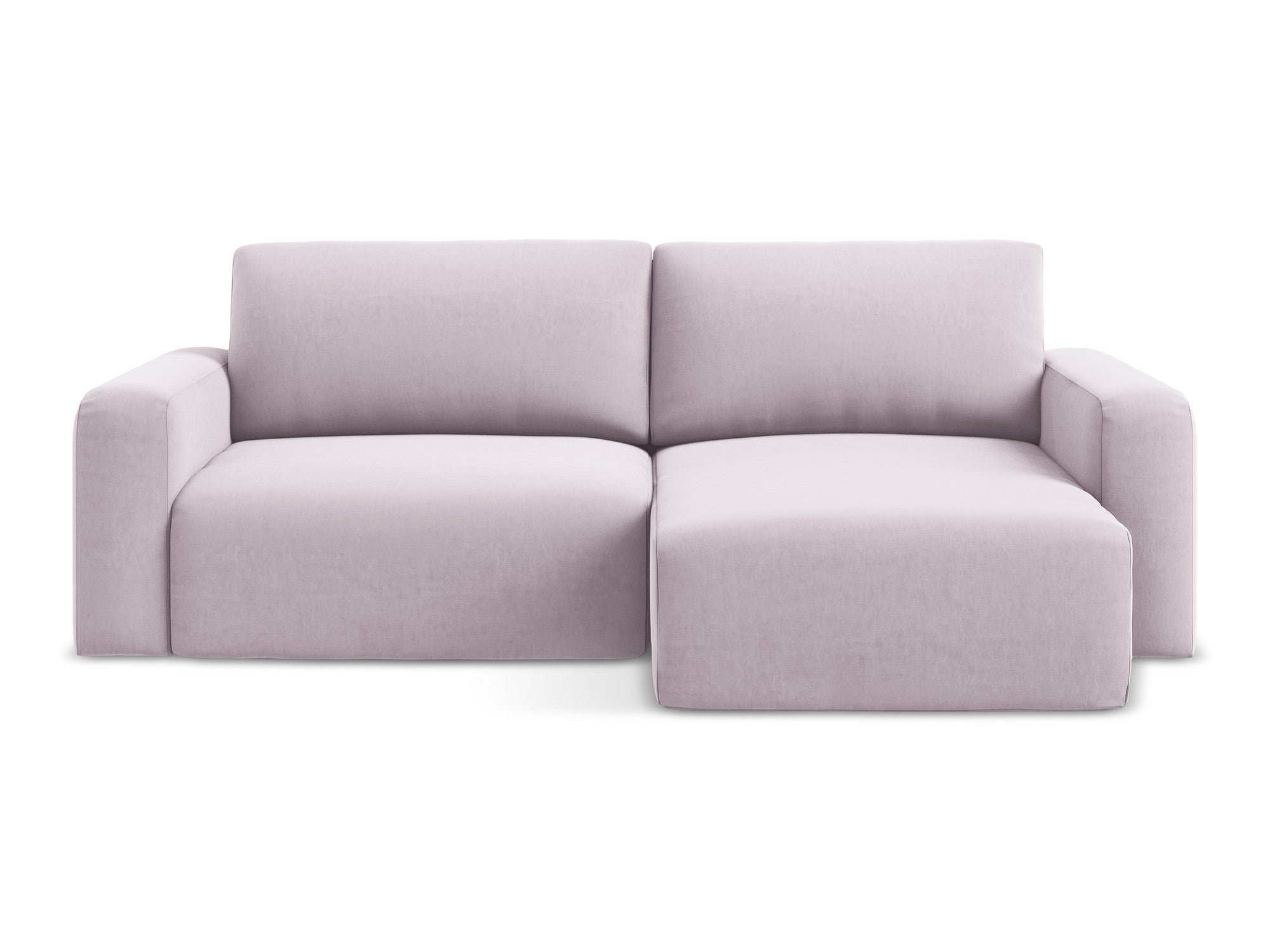 Rohová pohovka z jemného sametu pravostranná s funkciou spania KONA levanduľová