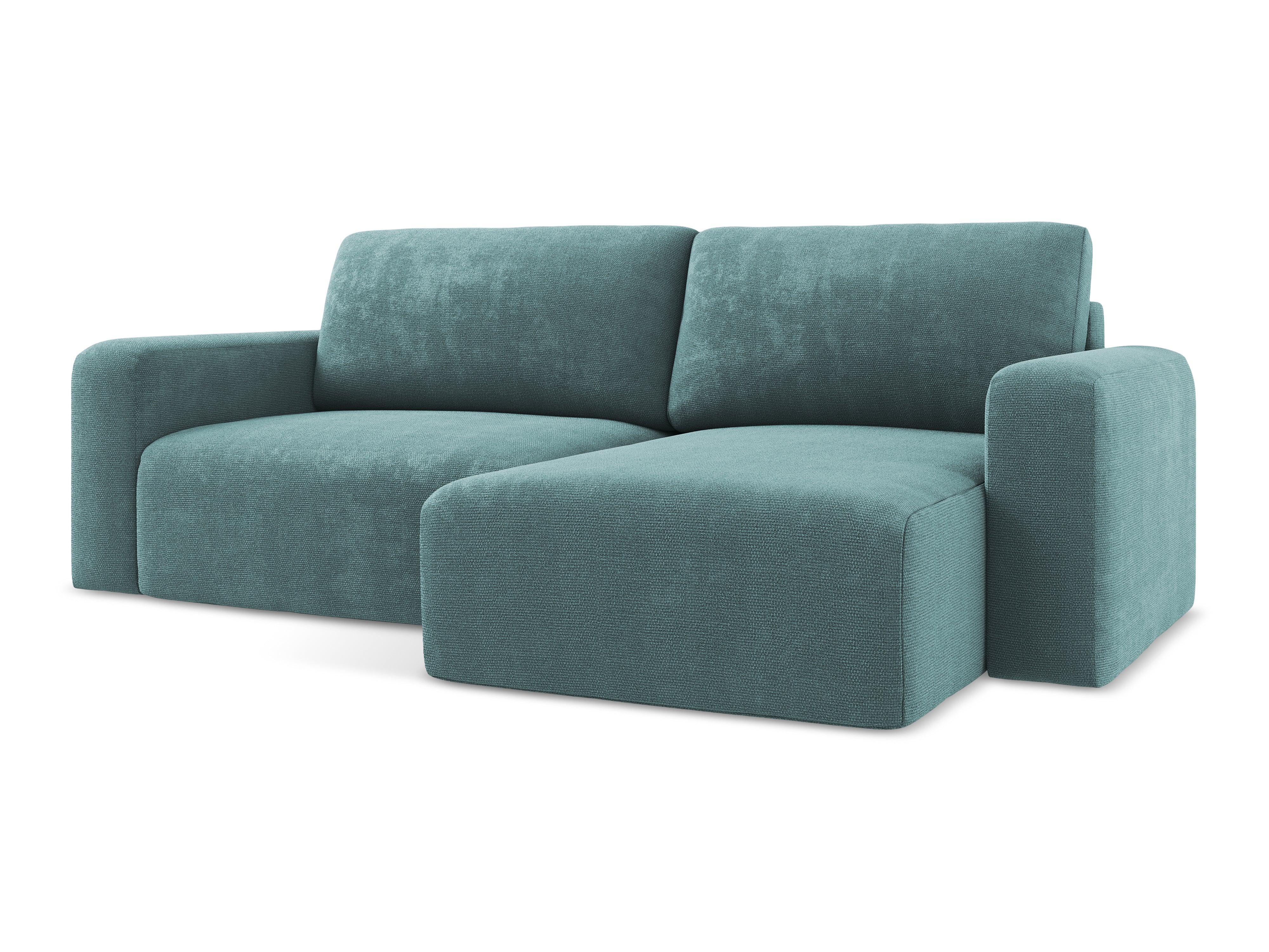 Pravostranný rohový gauč s funkciou spania KONA džínová modrá šenil