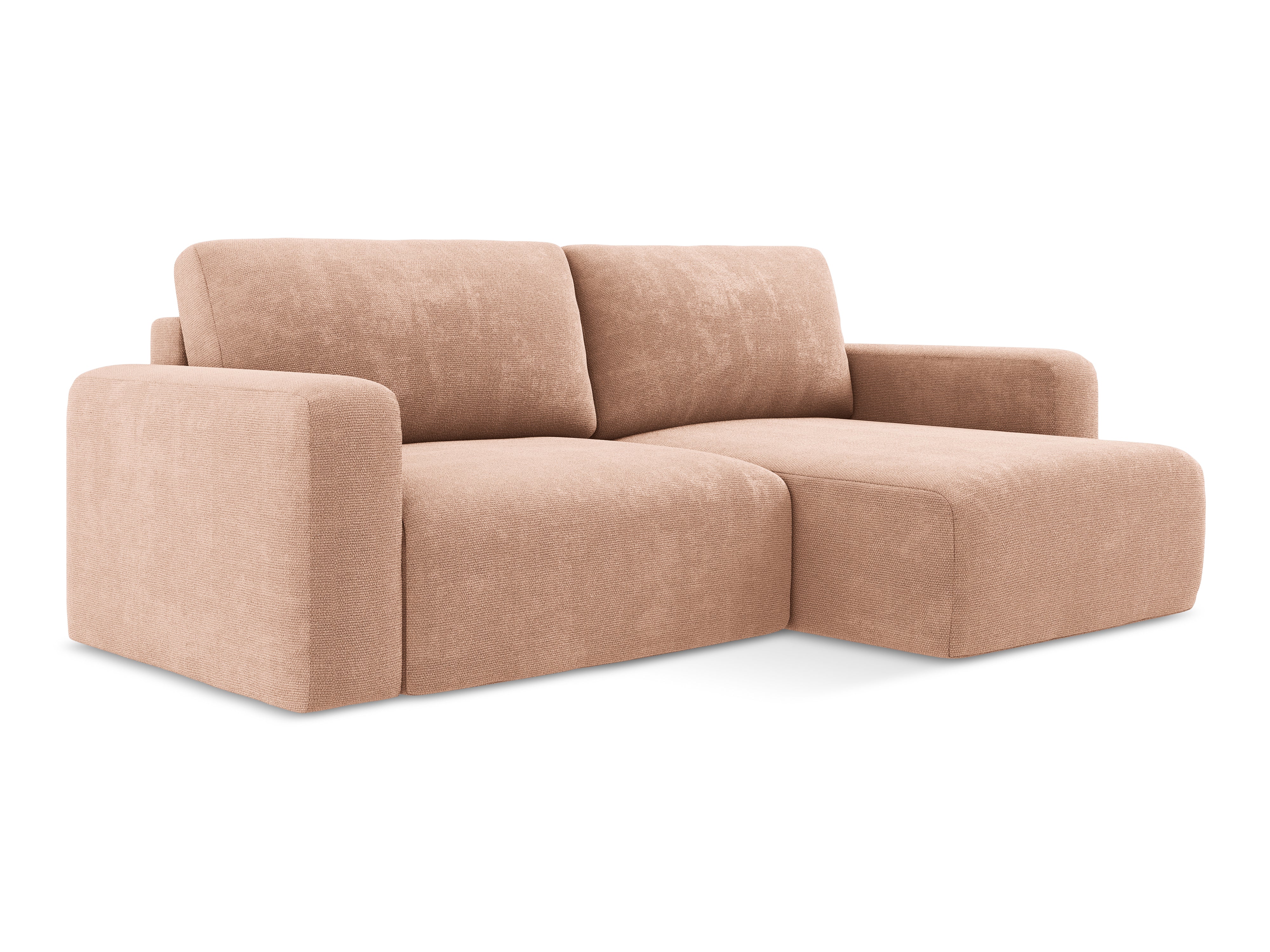 Pravostranný rohový gauč s funkciou spania KONA broskyňový šenil