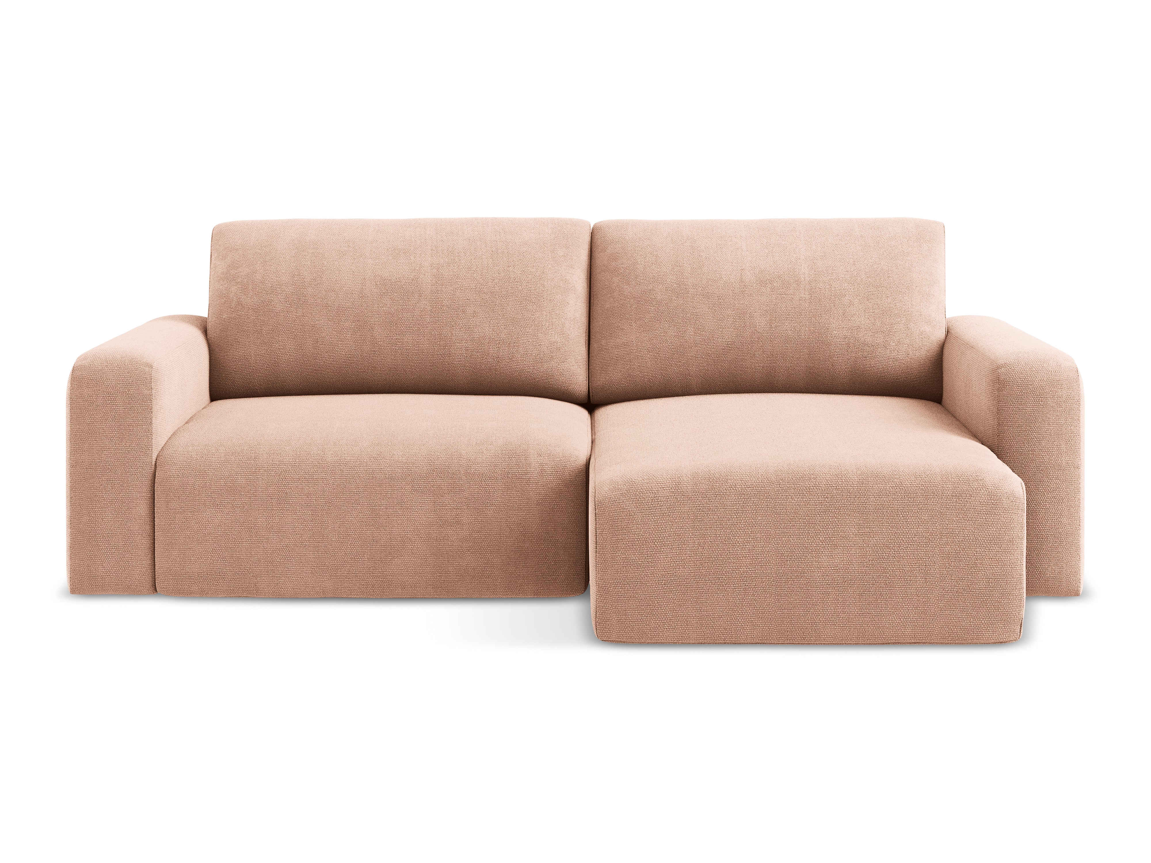 Pravostranný rohový gauč s funkciou spania KONA broskyňový šenil