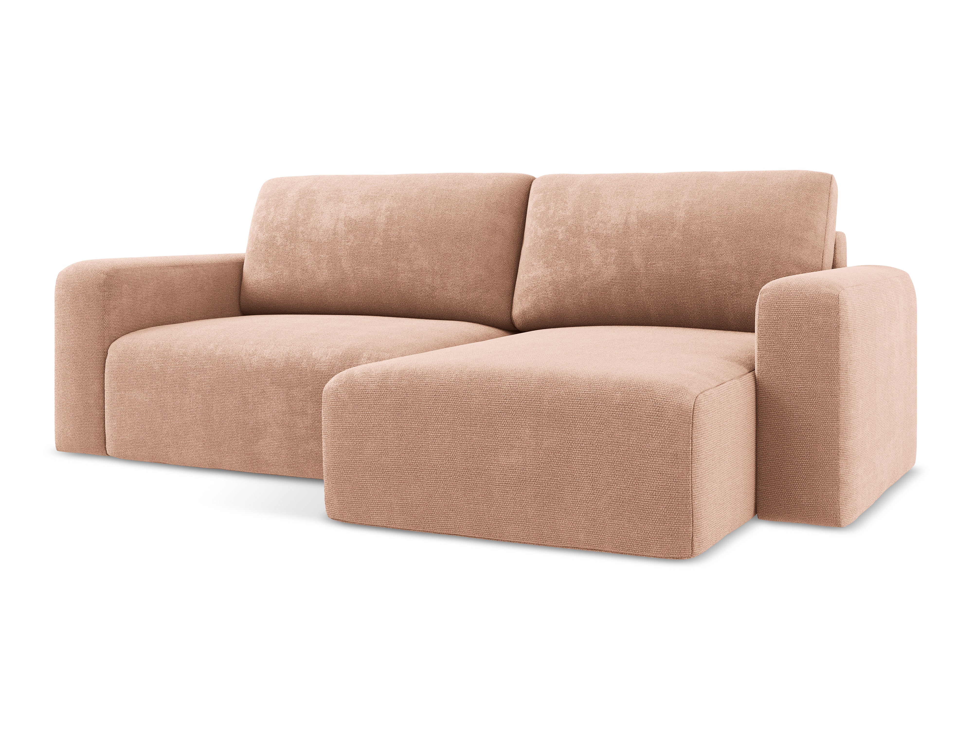 Pravostranný rohový gauč s funkciou spania KONA broskyňový šenil