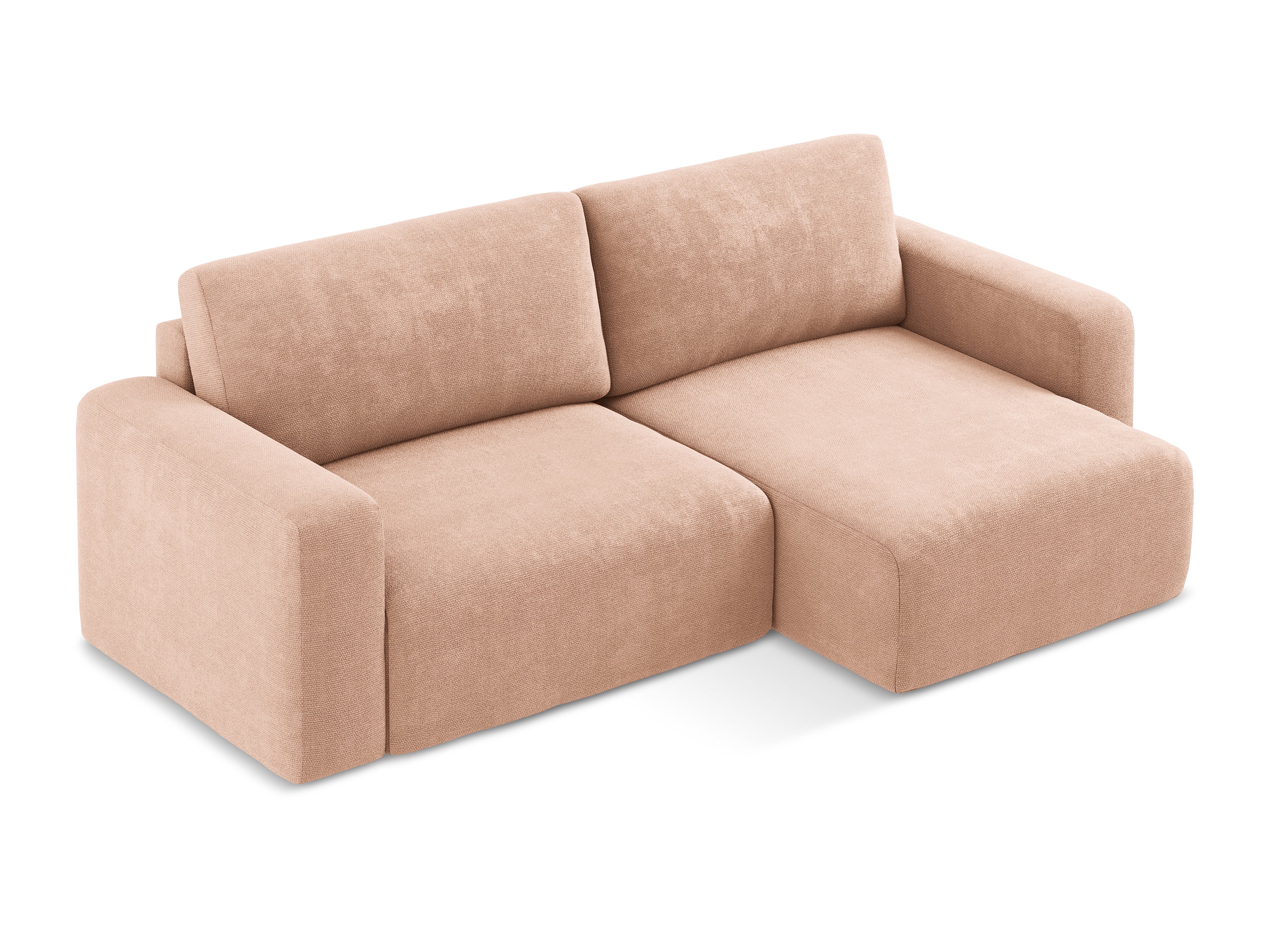 Pravostranný rohový gauč s funkciou spania KONA broskyňový šenil