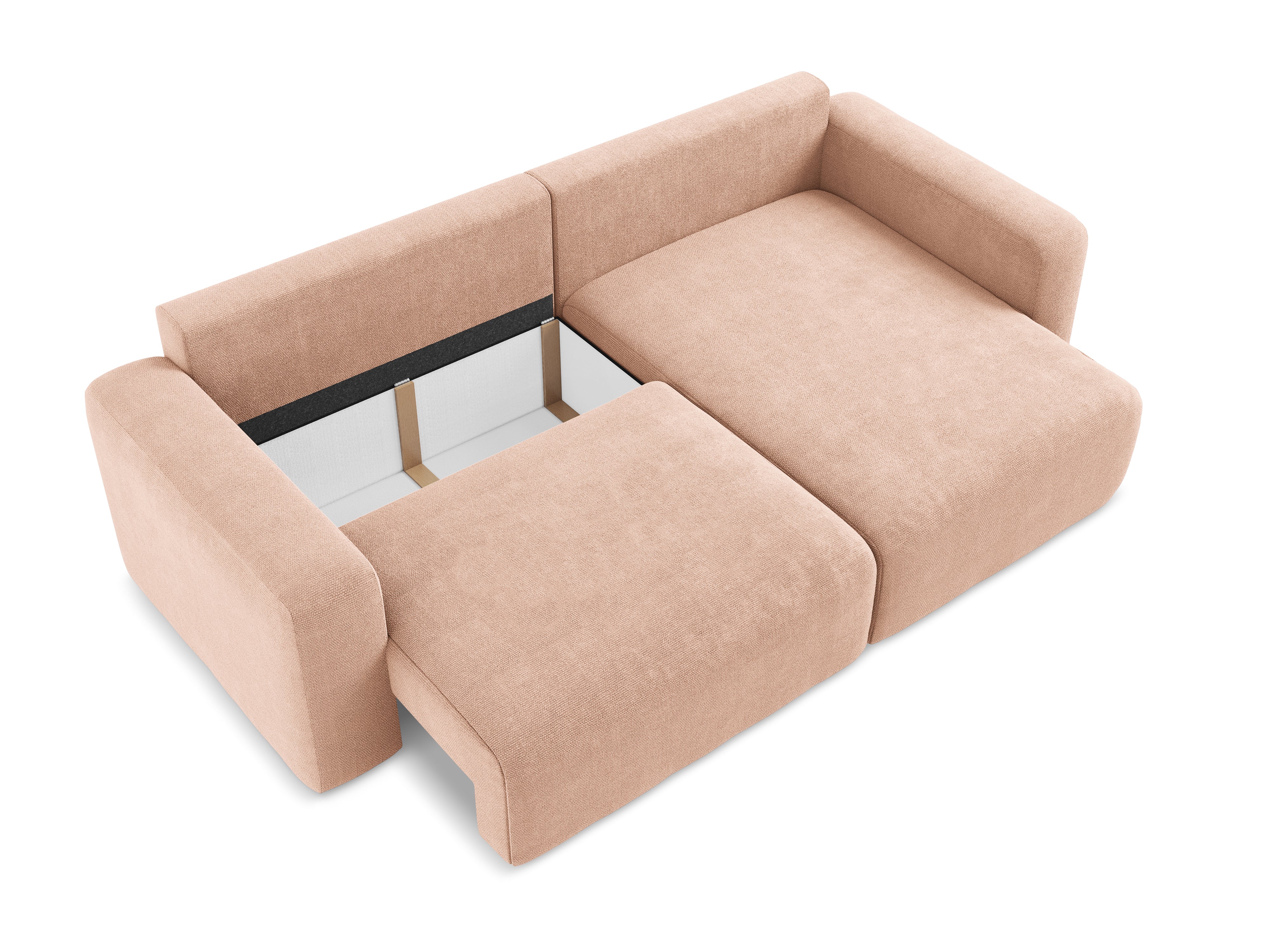 Pravostranný rohový gauč s funkciou spania KONA broskyňový šenil