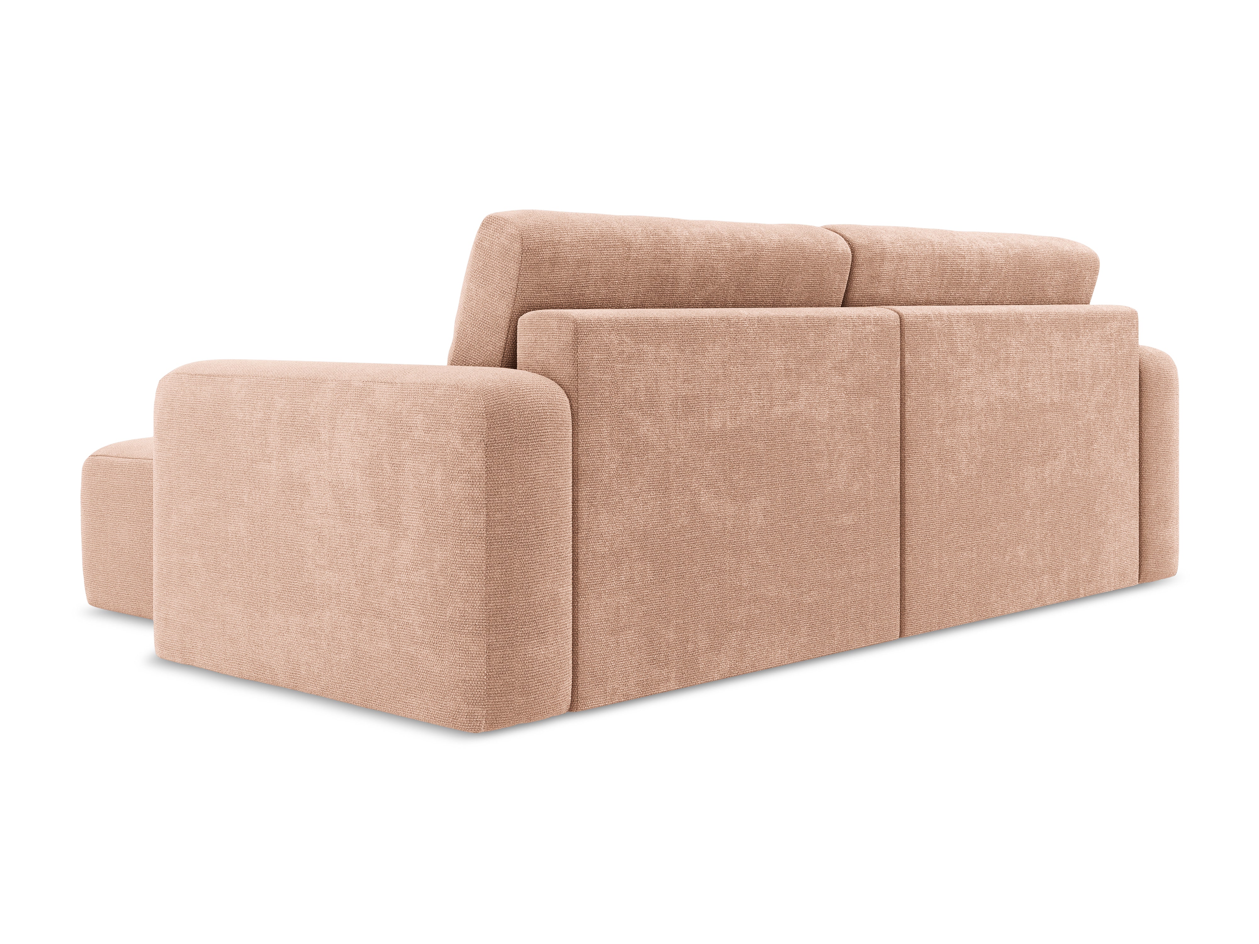 Pravostranný rohový gauč s funkciou spania KONA broskyňový šenil