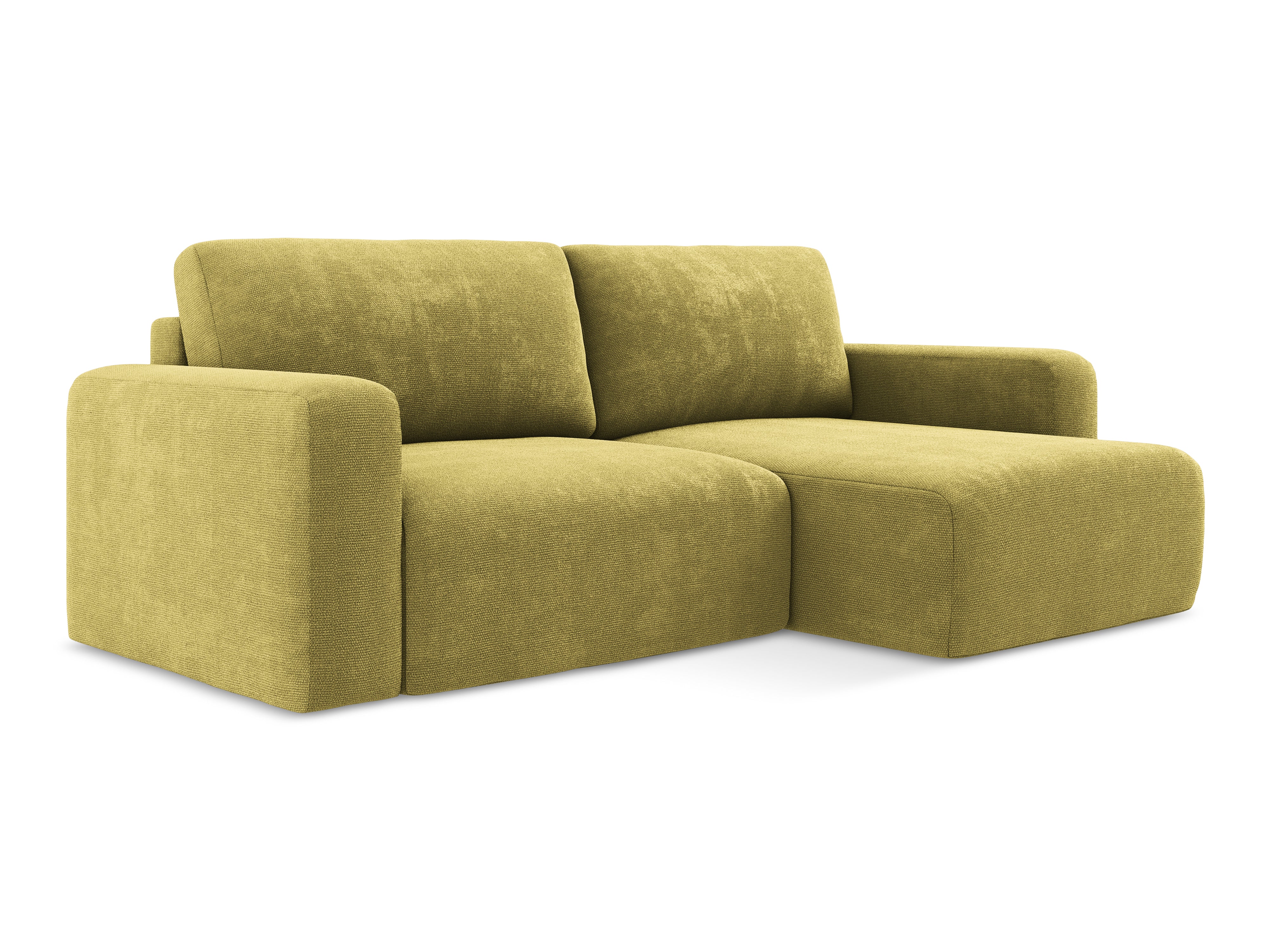 Right-hand corner sofa bed KONA in lime green chenille