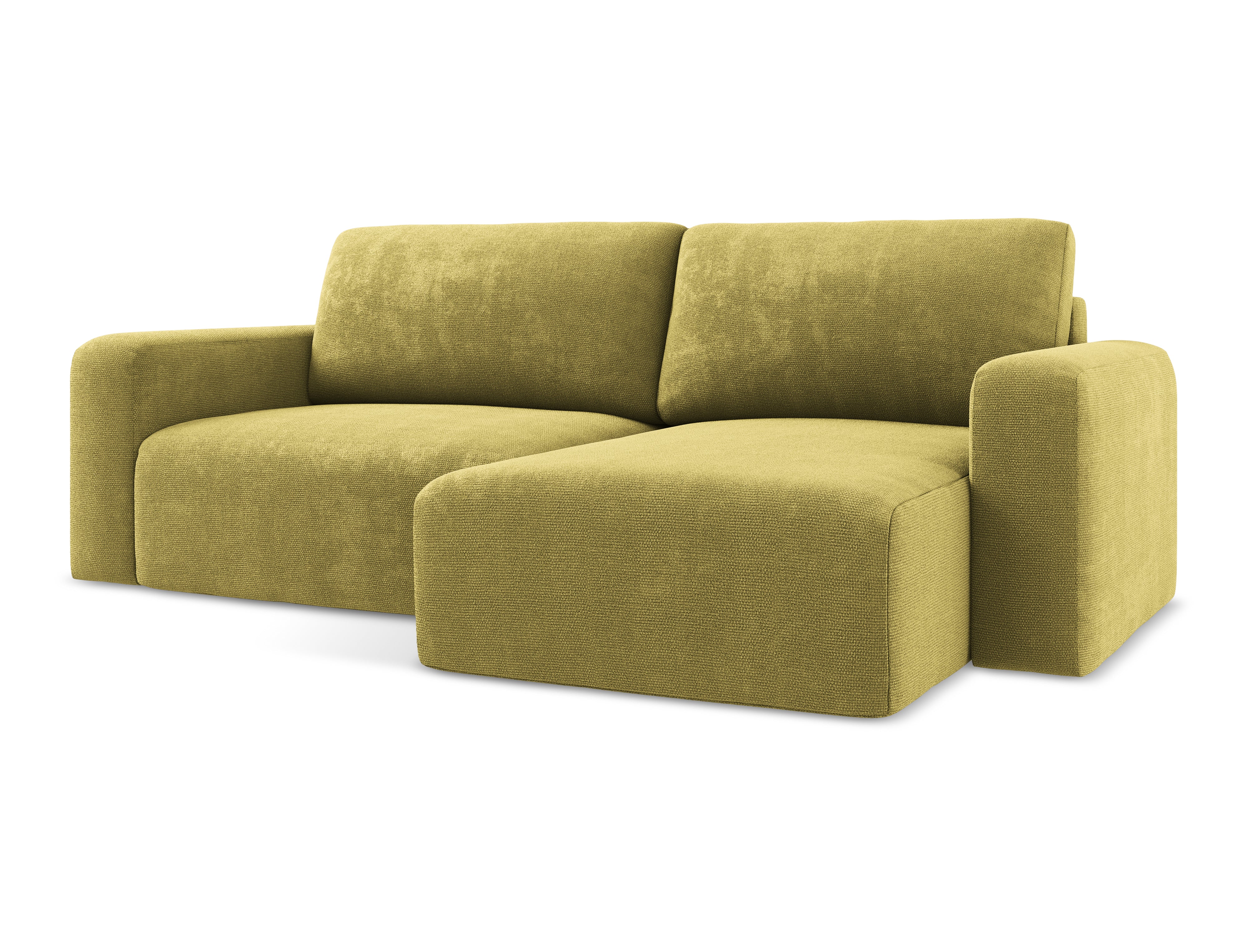 Right-hand corner sofa bed KONA in lime green chenille