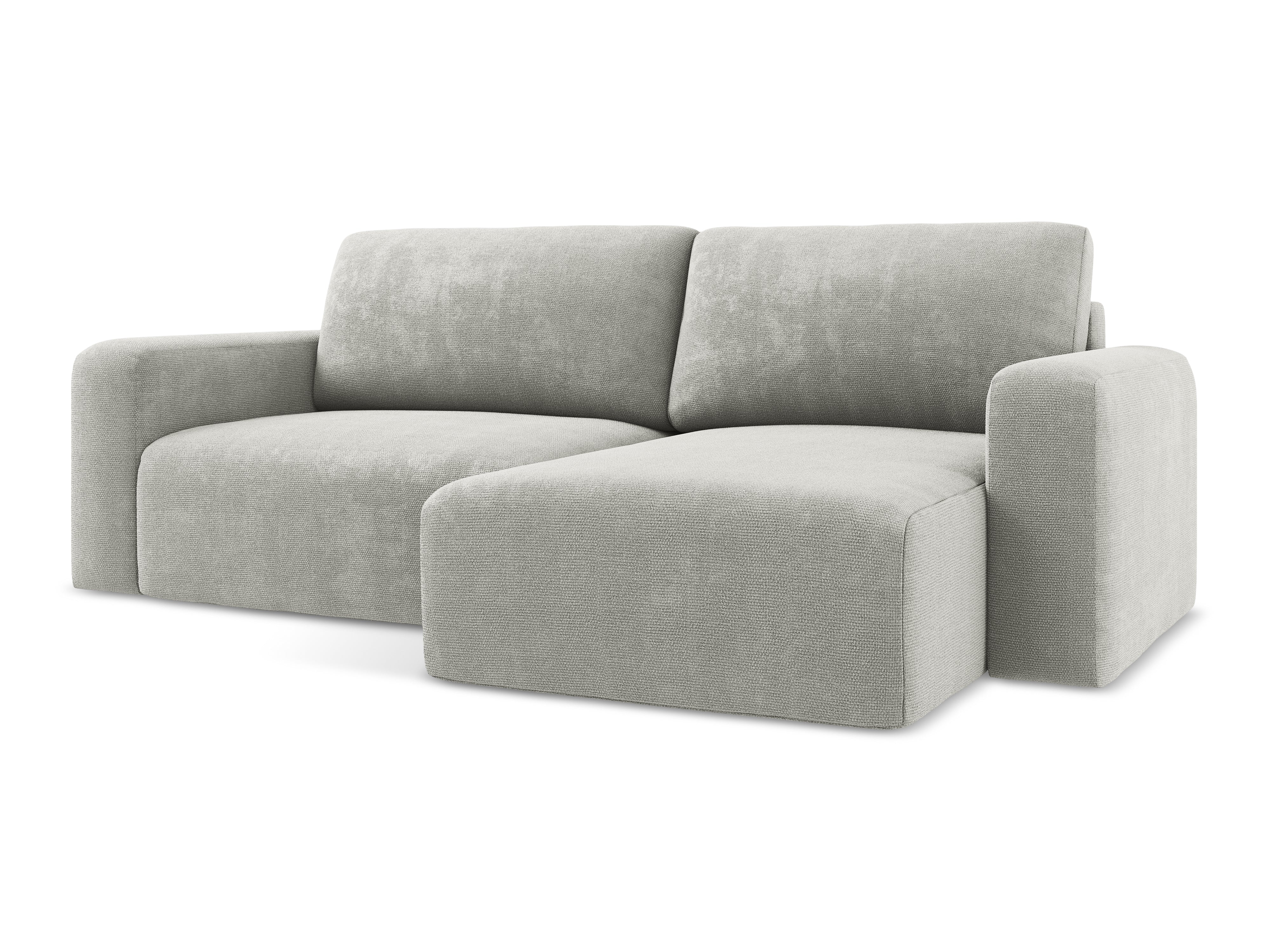 Right-facing corner sofa bed KONA light gray chenille
