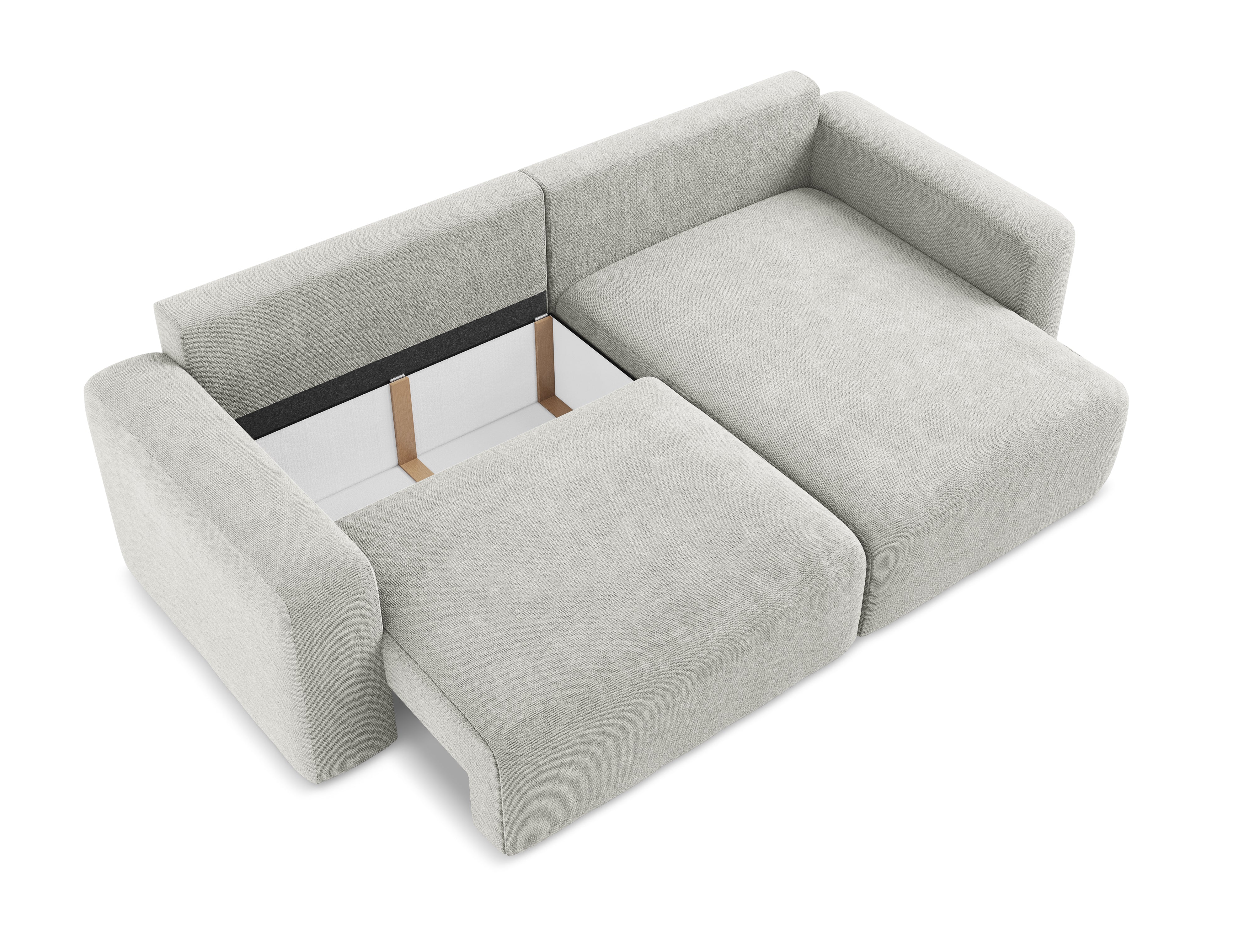 Right-facing corner sofa bed KONA light gray chenille