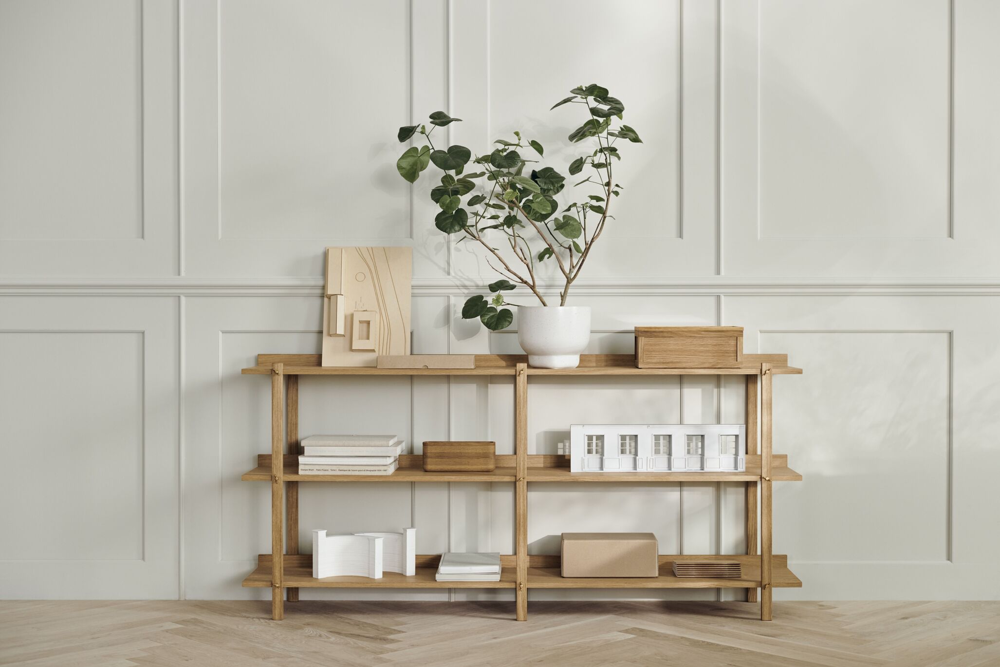 Regál KARI bielený dyha dubová