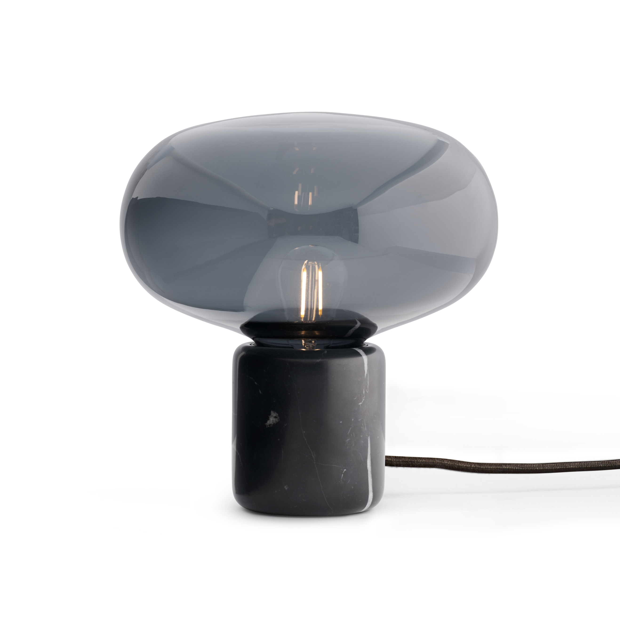 Karl-Johan table lamp smoked glass with a black marble base