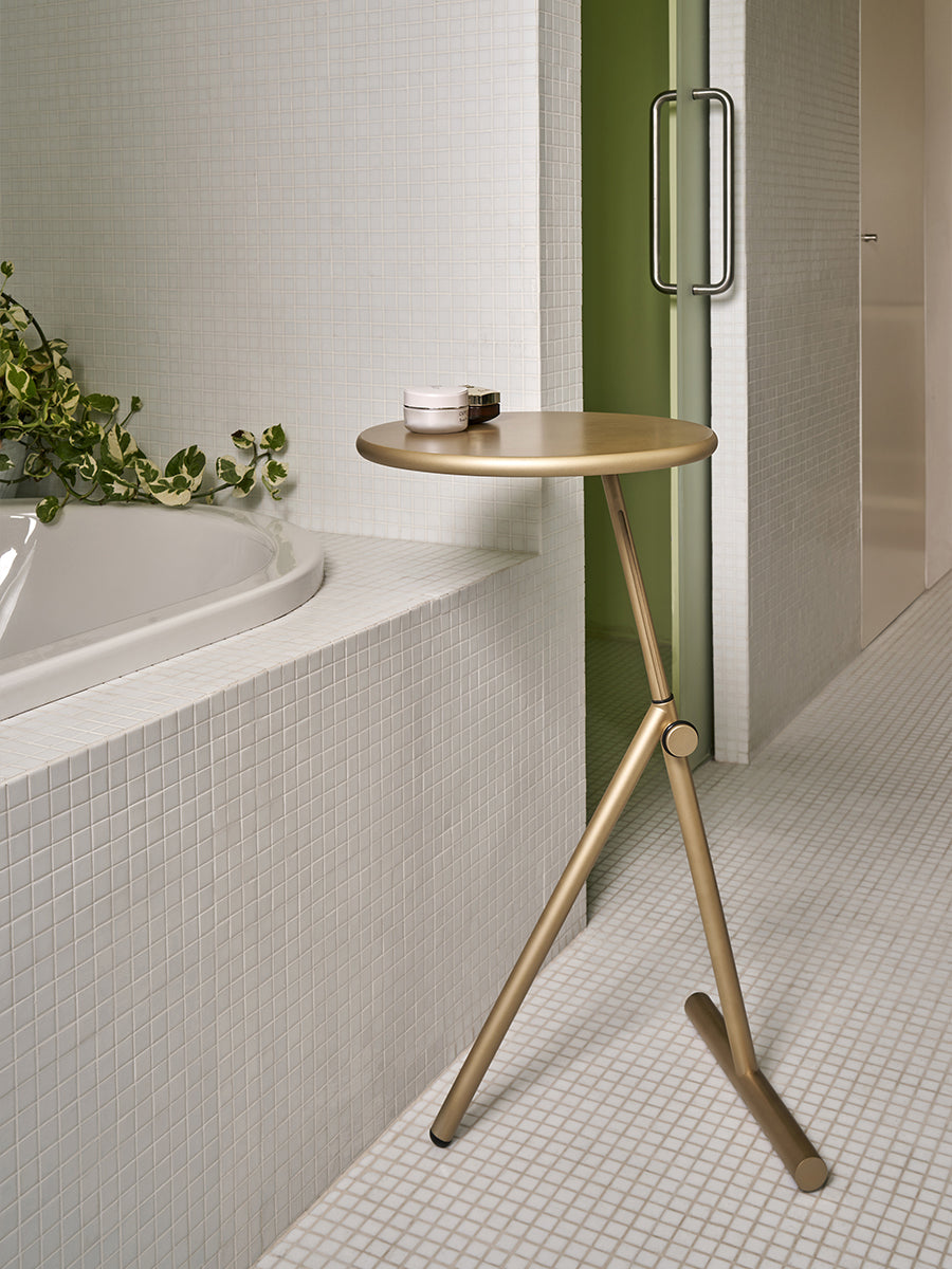 KOJI side table with a fiberglass top and black base