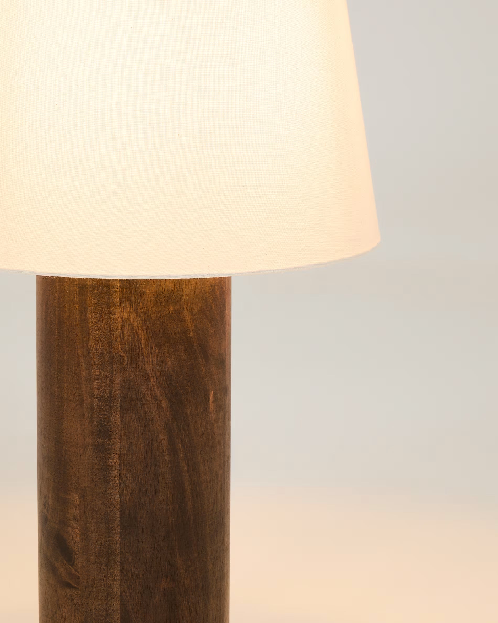 MARGA floor lamp dark rubber wood with white shade