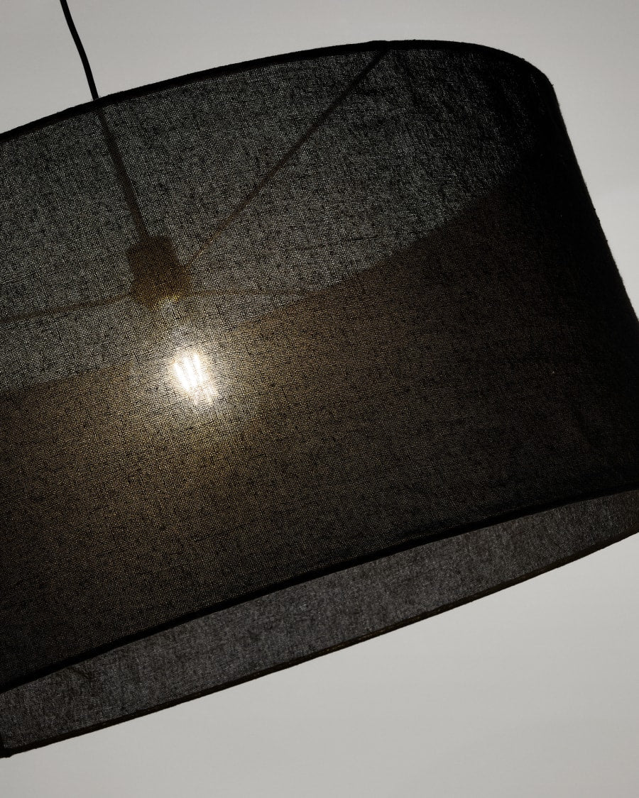 Závesná lampa MARIELA čierny ľanový abážur