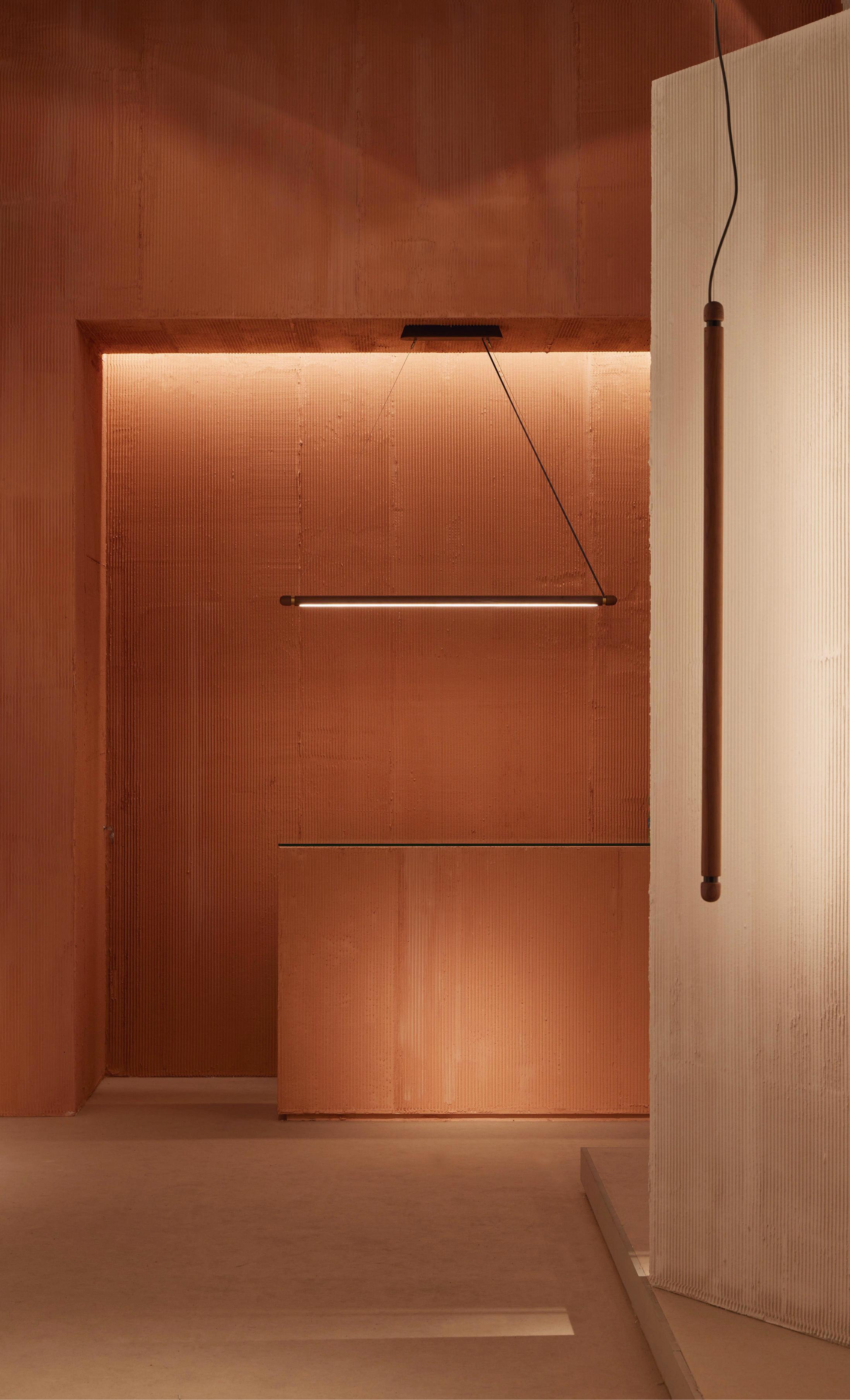 LINEA H Pendant Lamp in Oak Wood with Graphite Finish