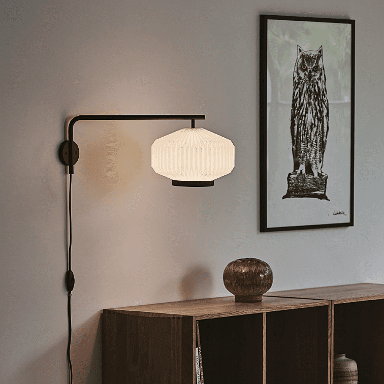 Nástenná lampa MODEL 286 SHIBUI biela s čiernym podstavcom