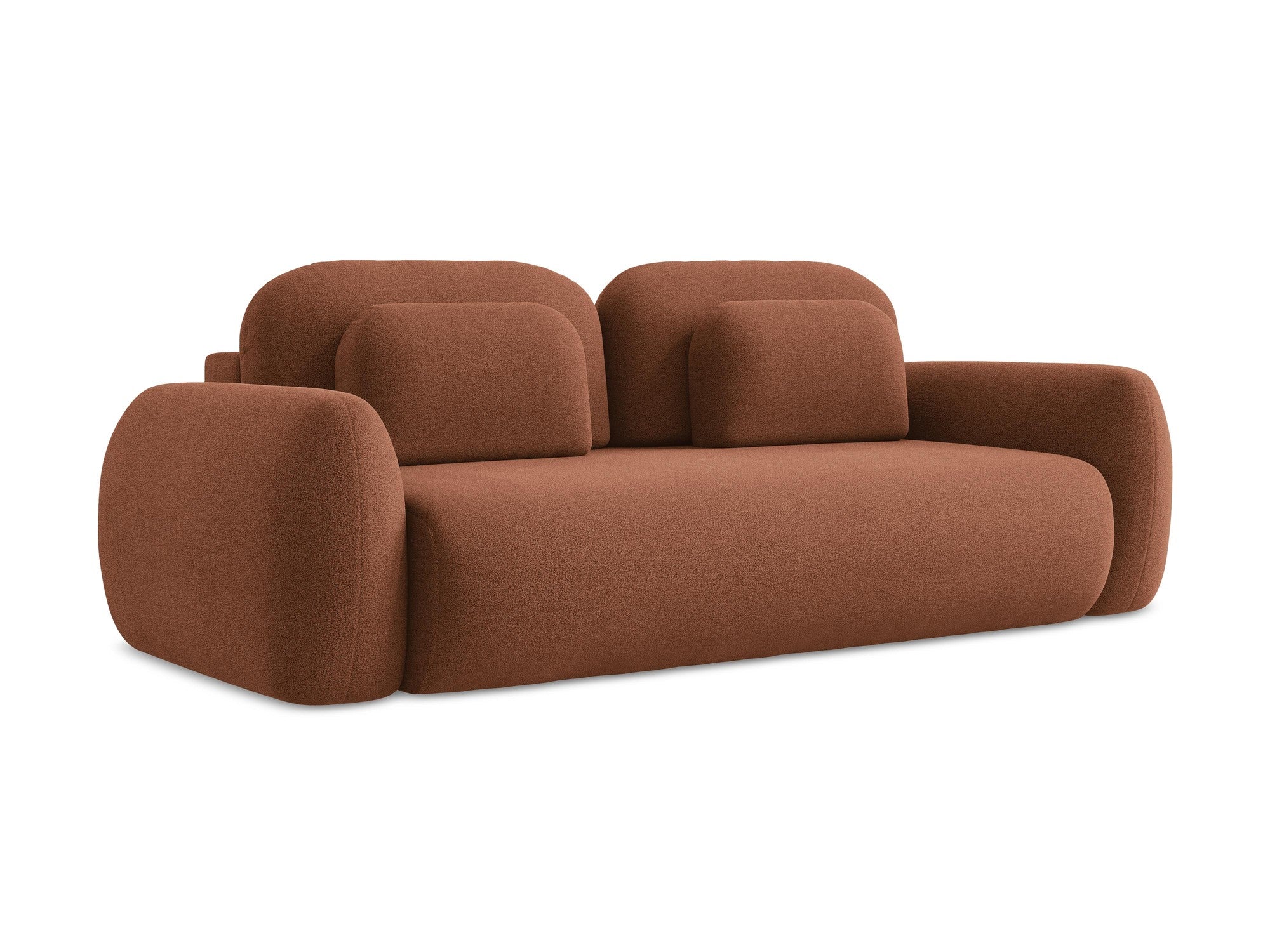 3-Seater Sofa with Sleeping Function LOHI Terracotta Boucle