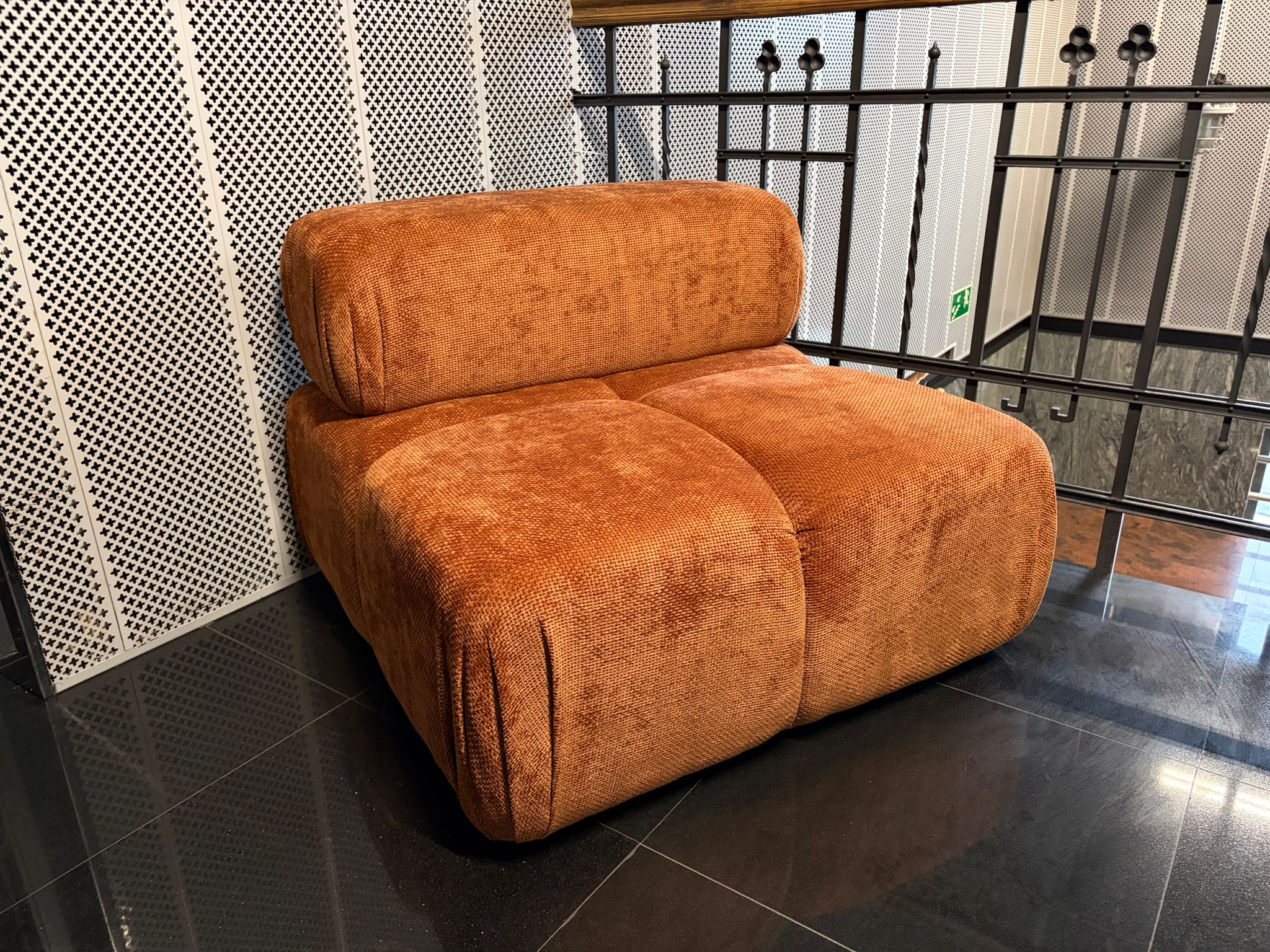 Armchair / module LOKUA denim blue chenille