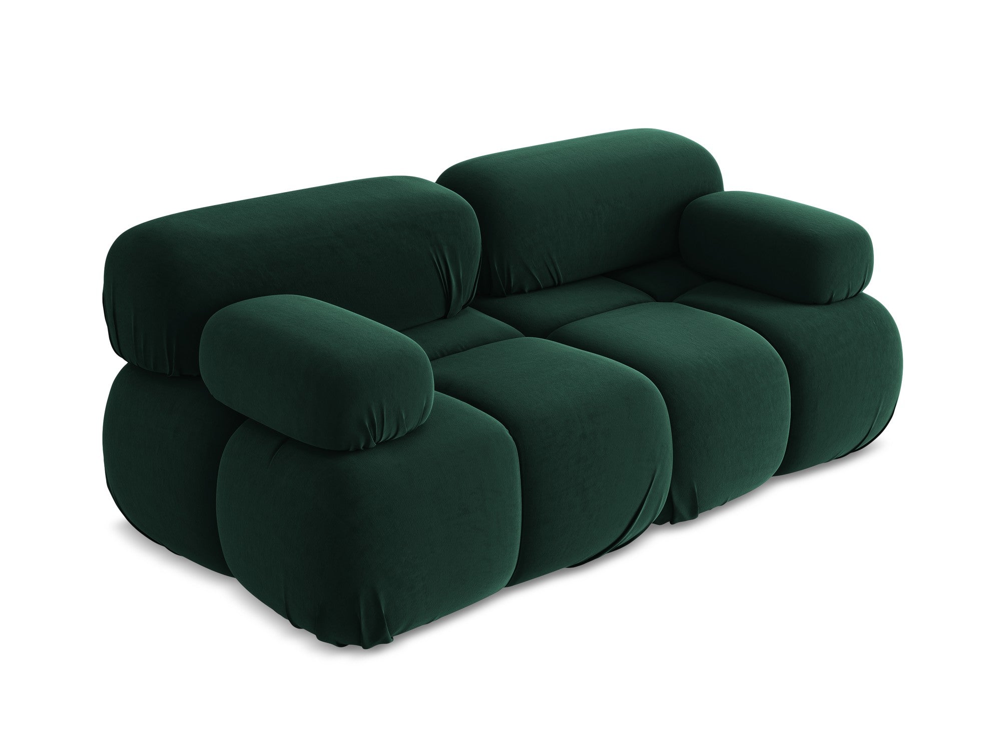 Modular Velvet Sofa for 2 People in Bottle Green LOKUA