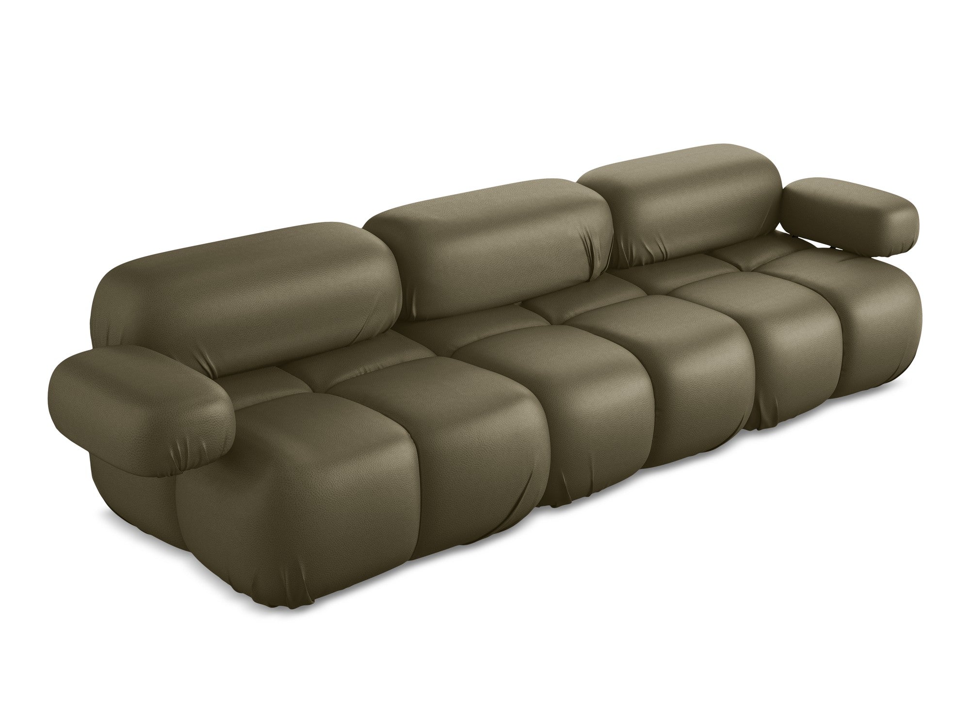 3-seater modular sofa LOKUA in olive eco-leather