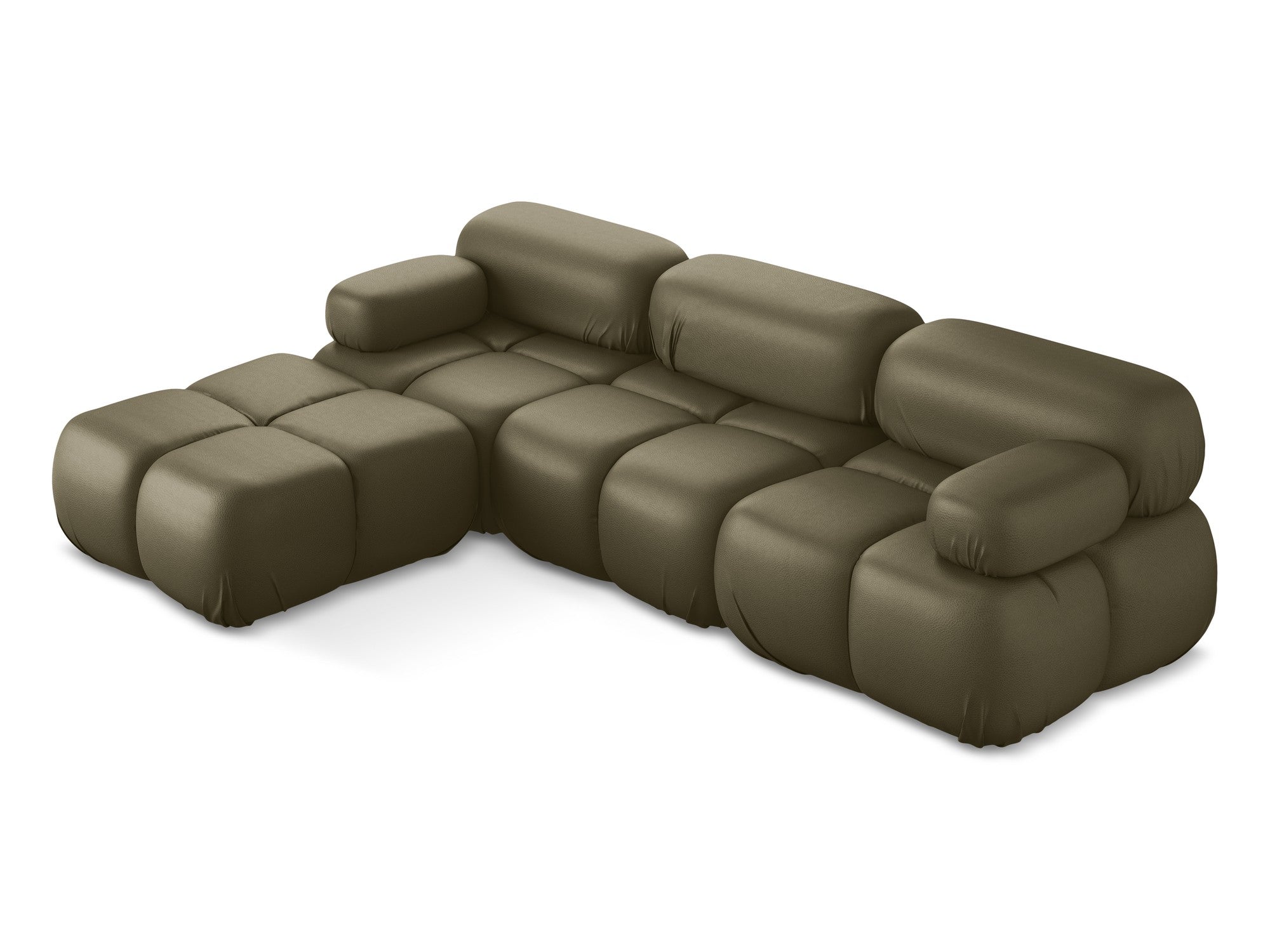Universal modular corner sofa LOKUA olive eco-leather