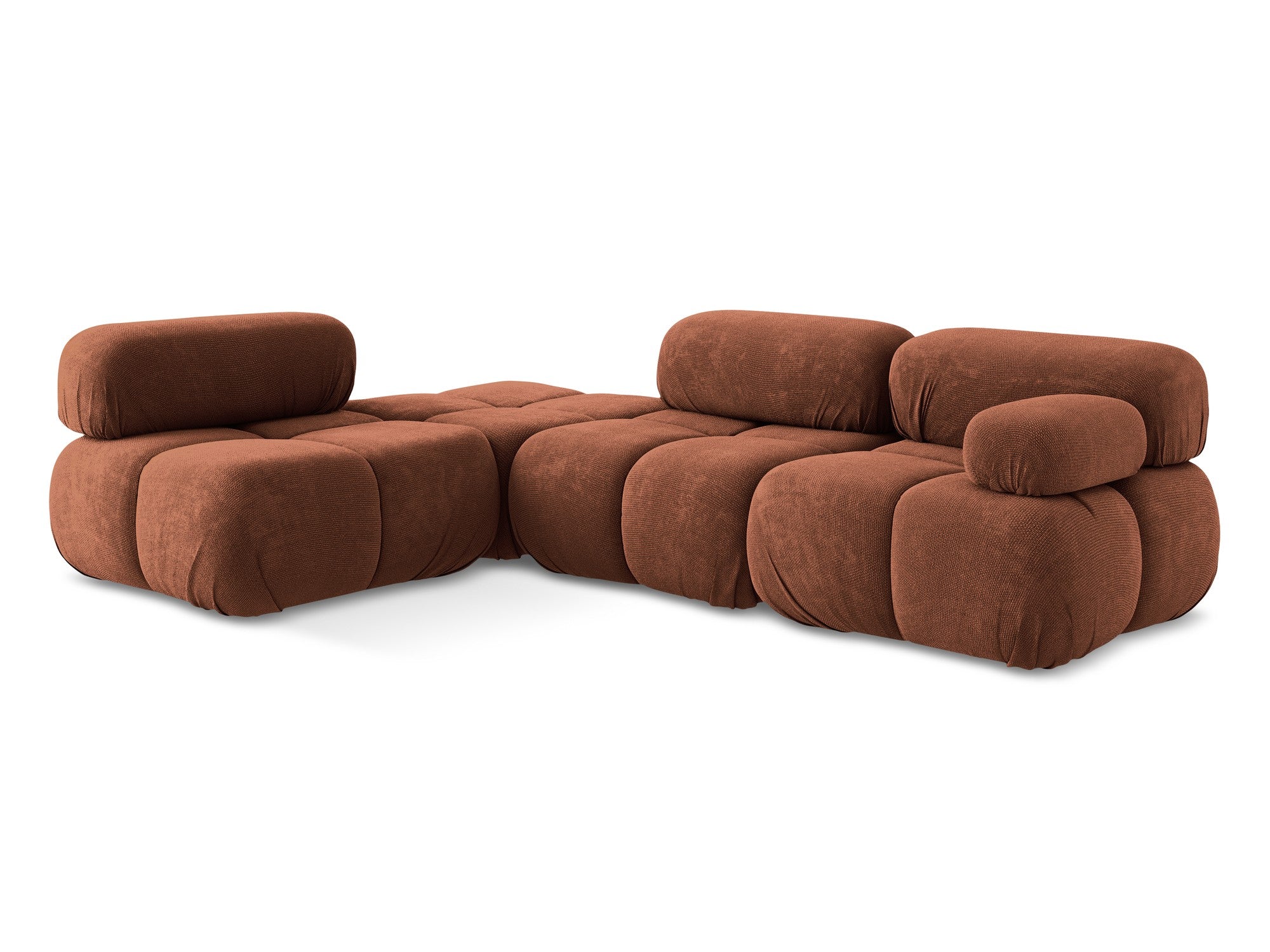 Left-sided modular corner sofa LOKUA terracotta chenille