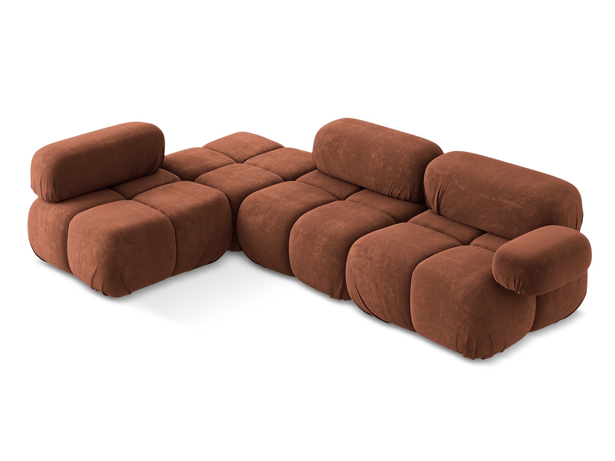 Left-sided modular corner sofa LOKUA terracotta chenille