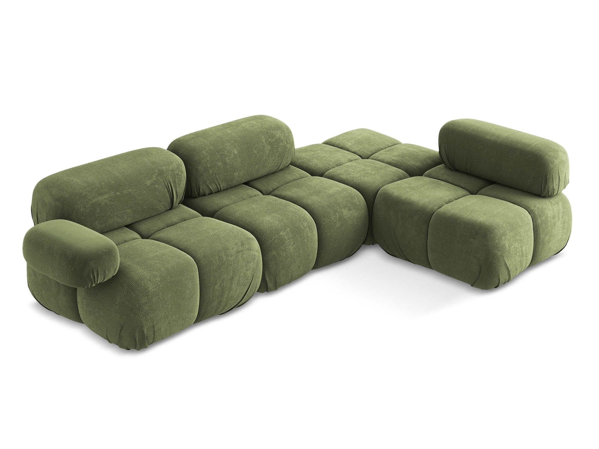 Right-facing modular corner sofa LOKUA green chenille