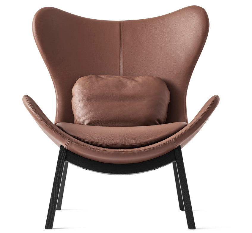 Fotel LAZY čalúnený s čiernym dreveným podstavcom