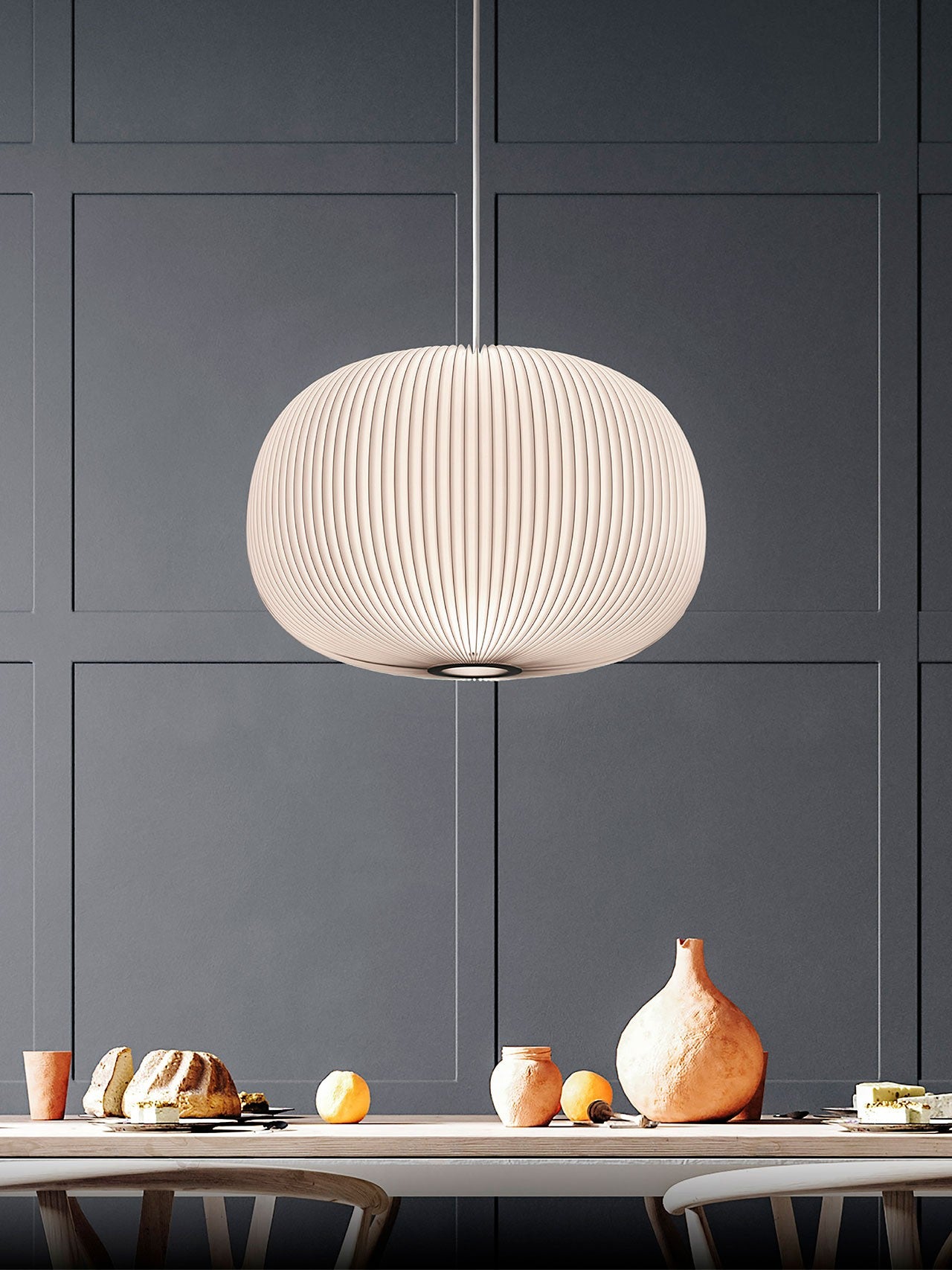 Hanging Lamp MODEL 132 LAMELLA 1 white with black finish